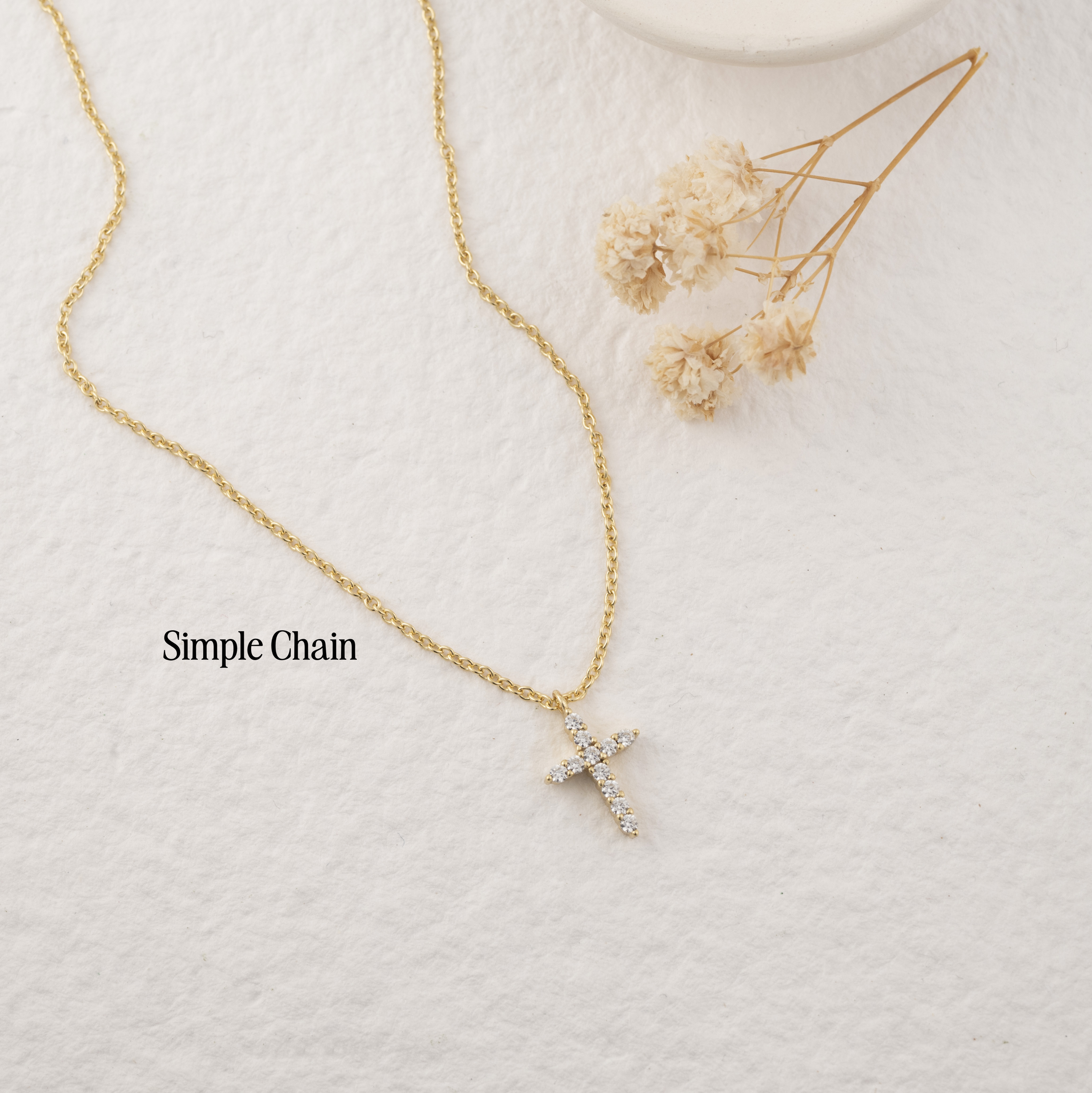 0.30 Carats Round Shape Moissanite Cross Pendant Necklace