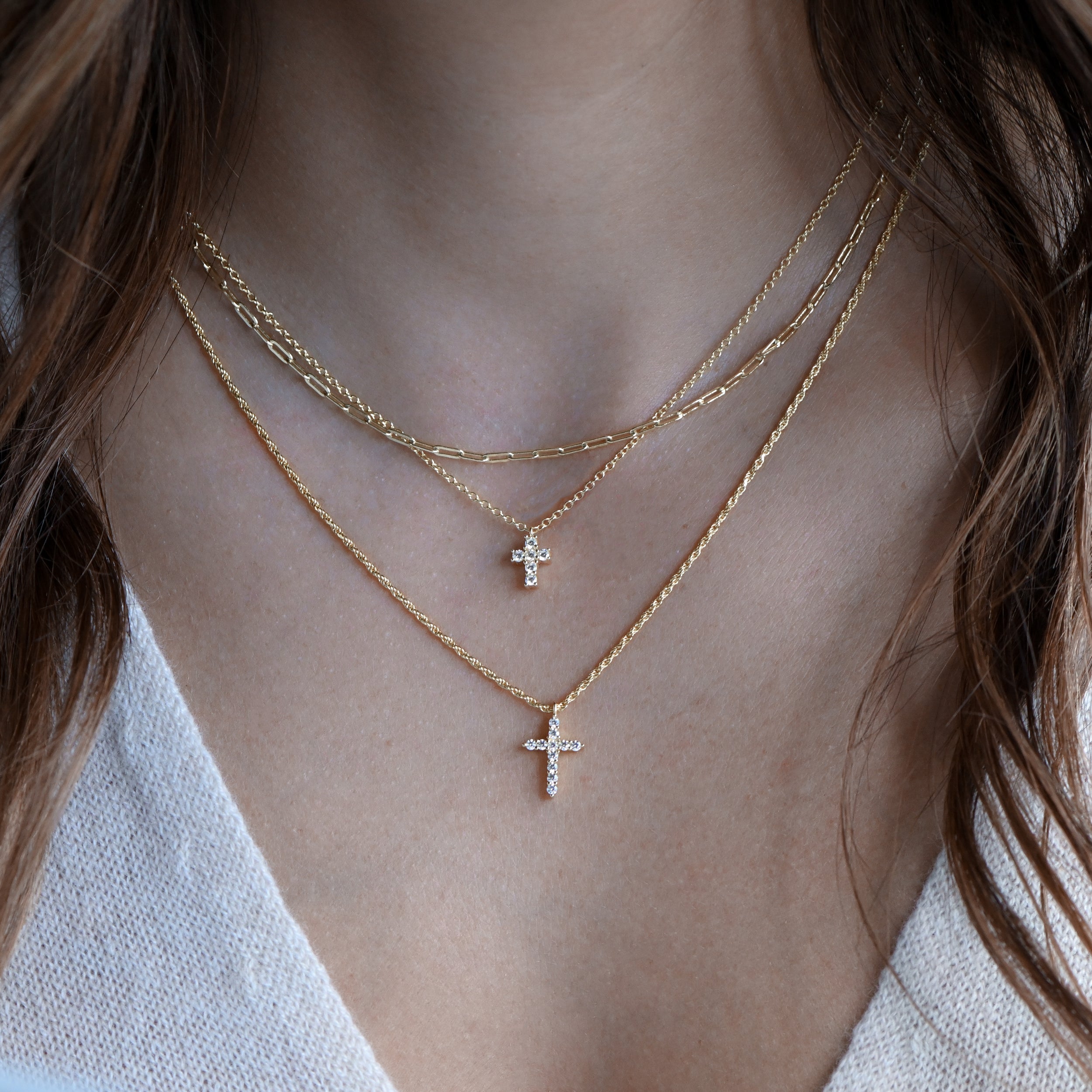 0.30 Carats Round Shape Moissanite Cross Pendant Necklace