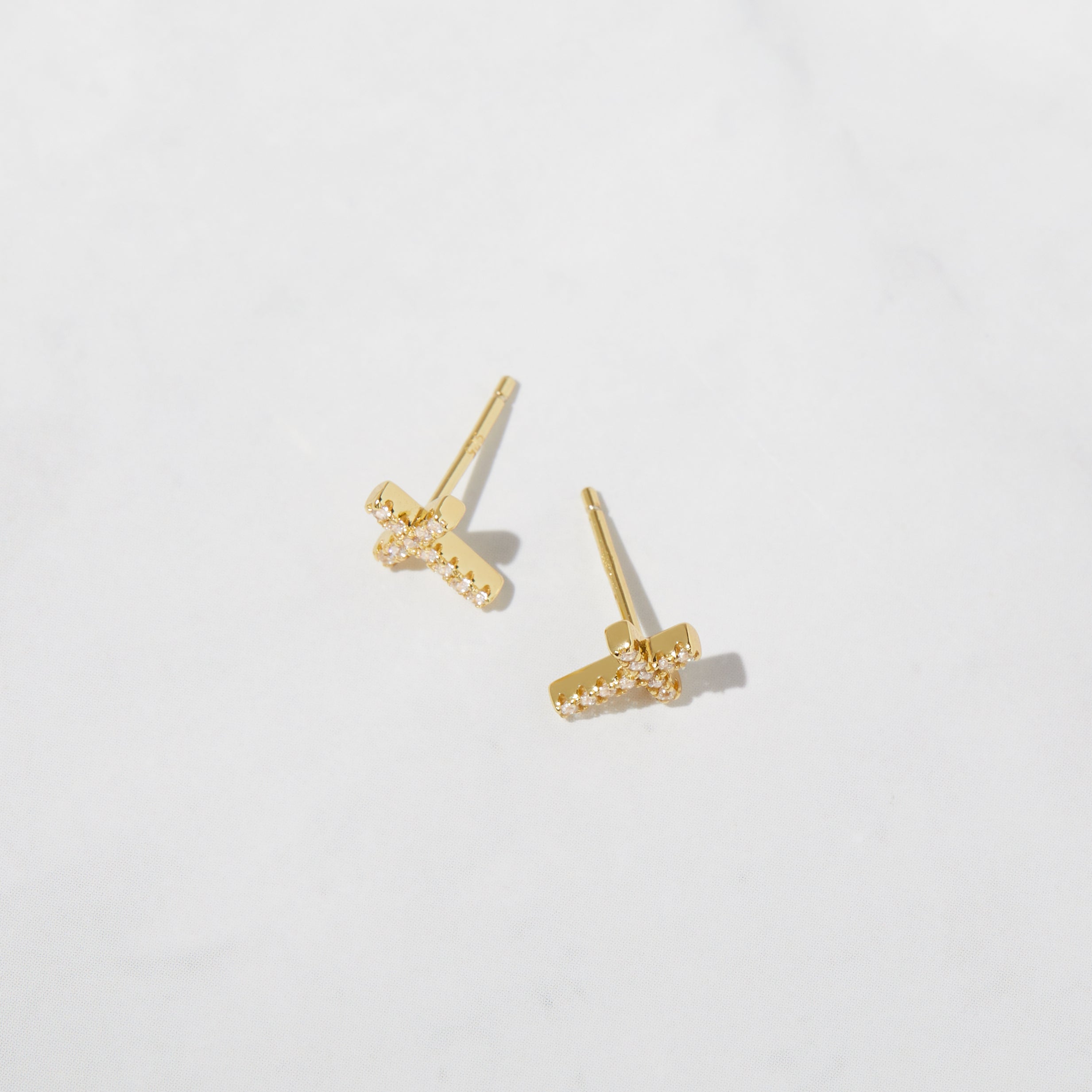 0.20 TCW Round Shape Moissanite Cross Stud Earrings
