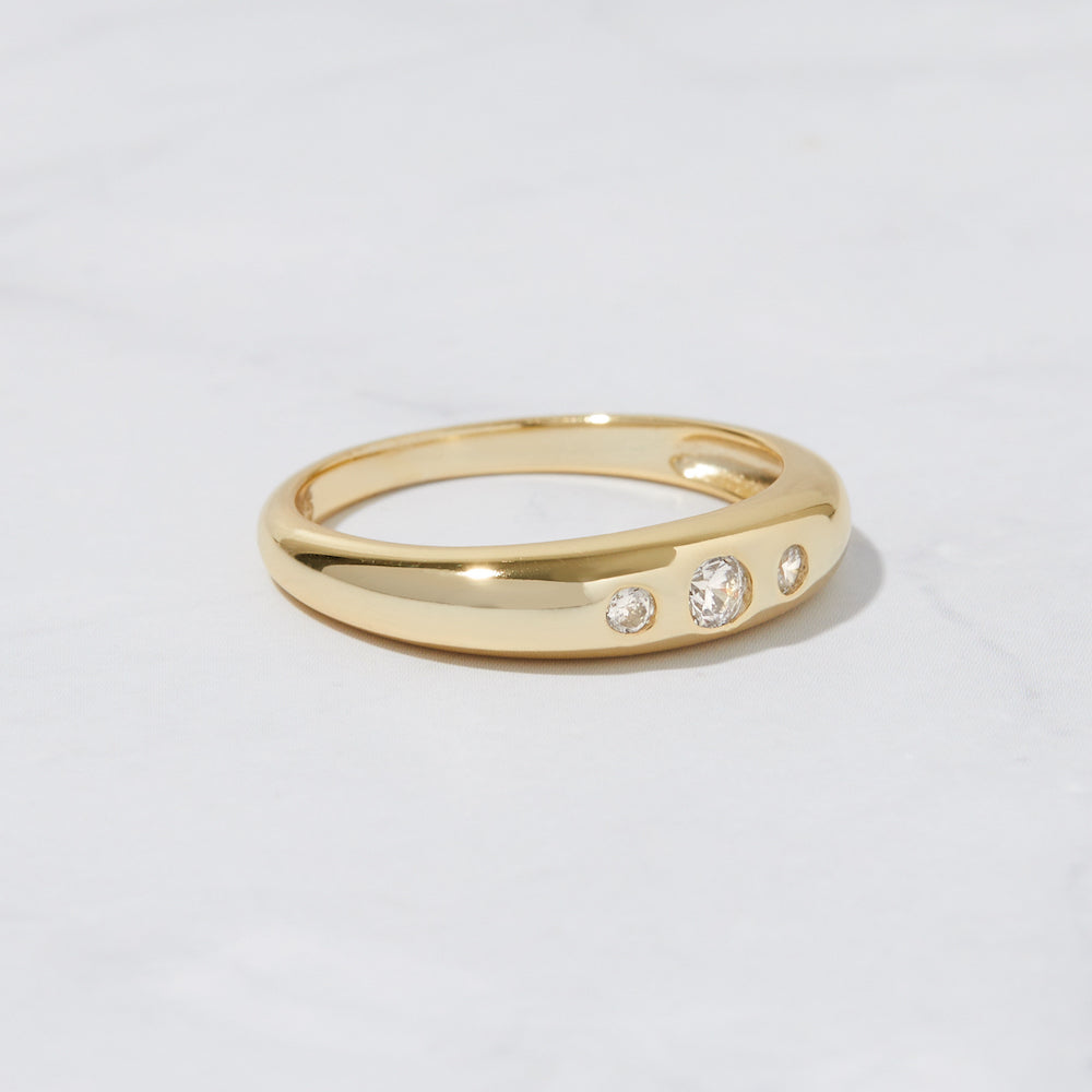 0.15 Carats Moissanite Round Shape Three Stone Style Wedding Band