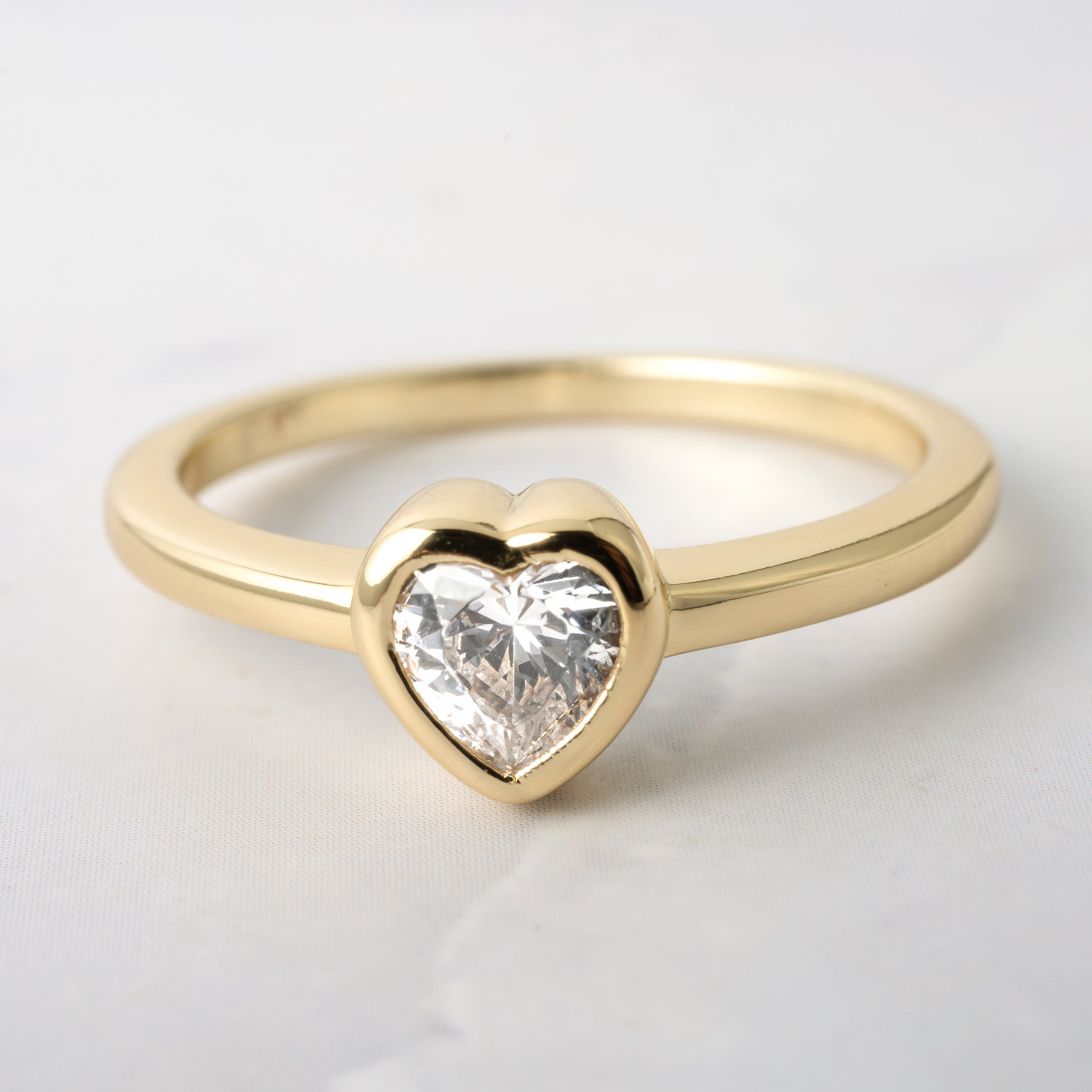 0.15 Carats Moissanite Heart Cut Solitaire Wedding Band