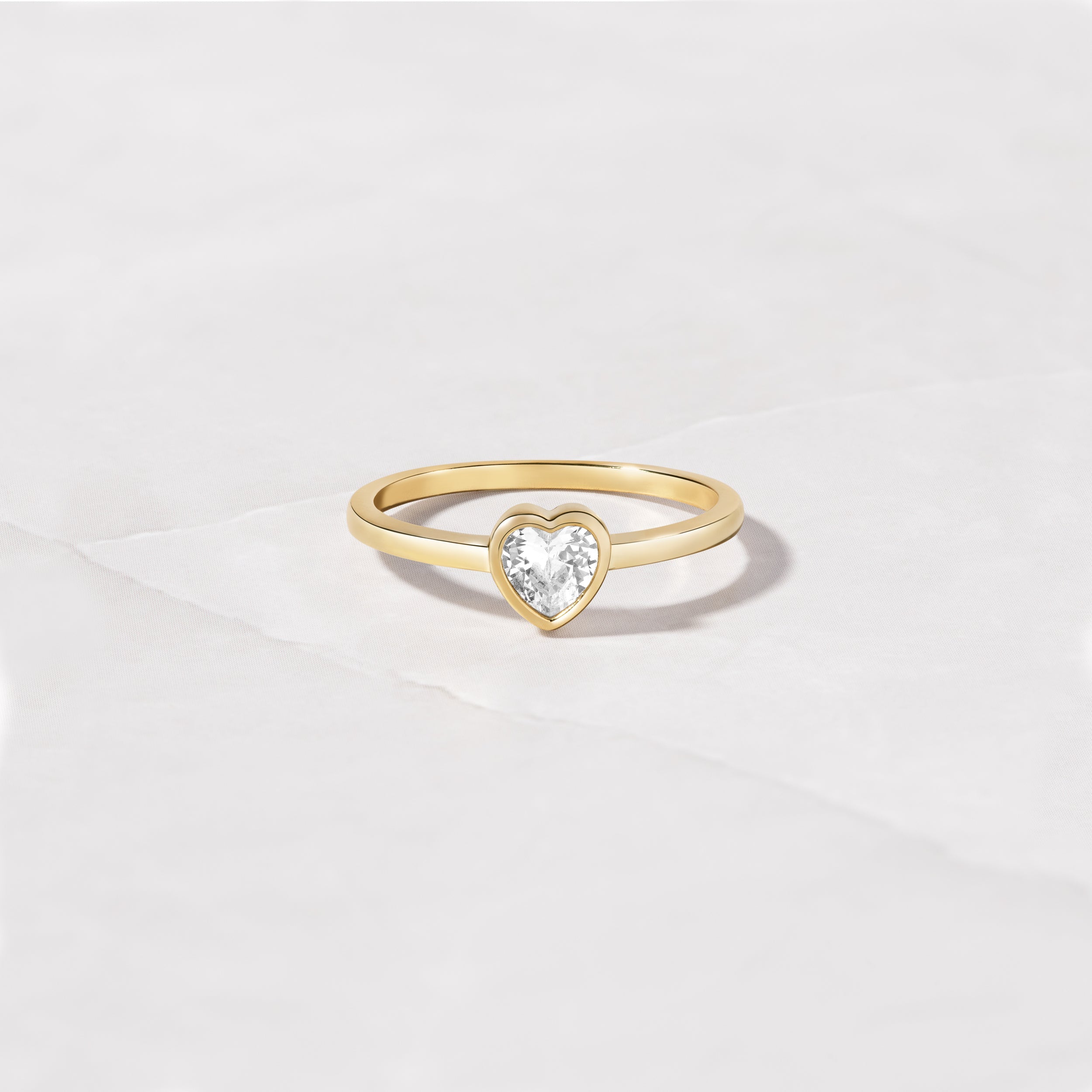 0.15 Carats Moissanite Heart Cut Solitaire Wedding Band