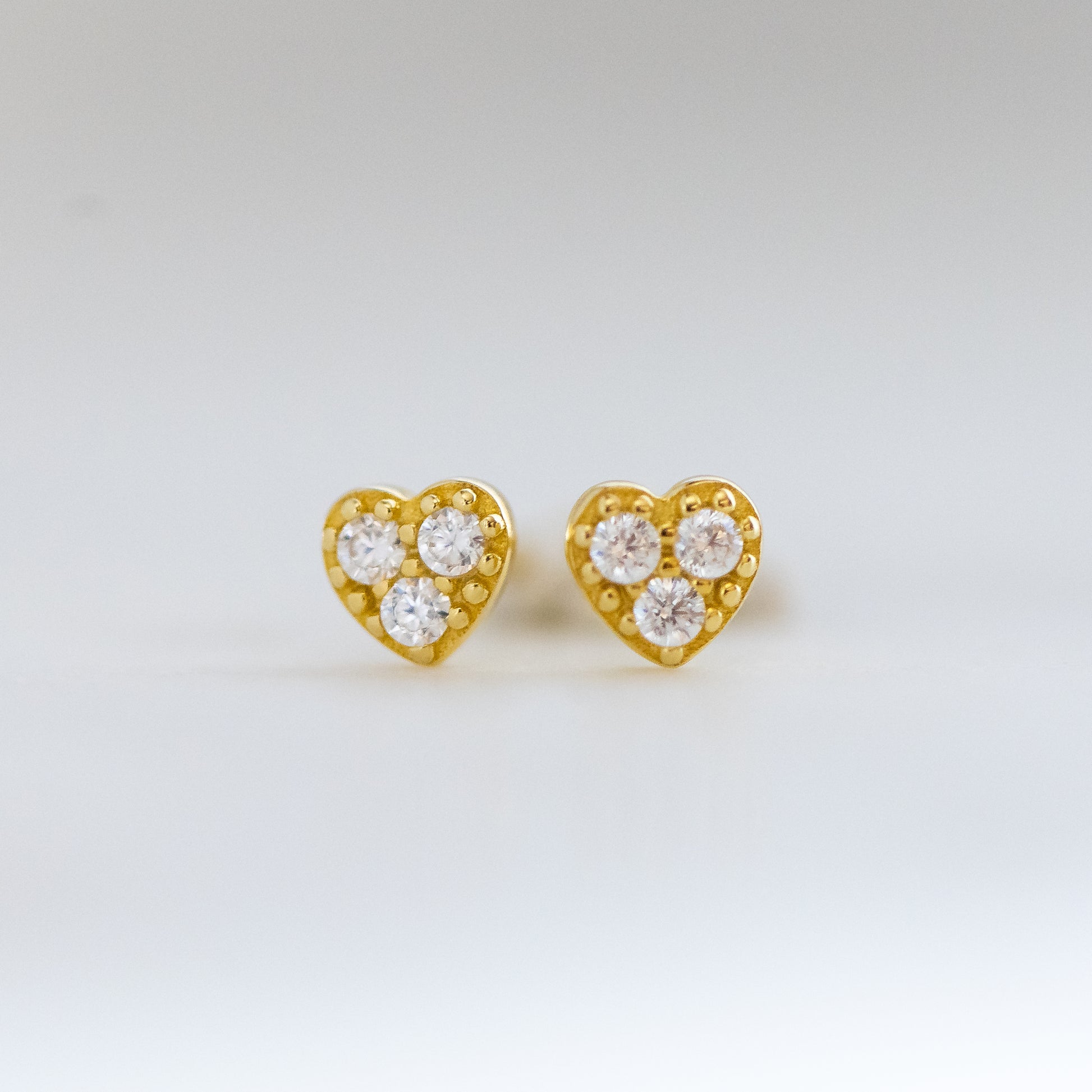 0.20 TCW Round Shape Moissanite Heart Stud Earrings
