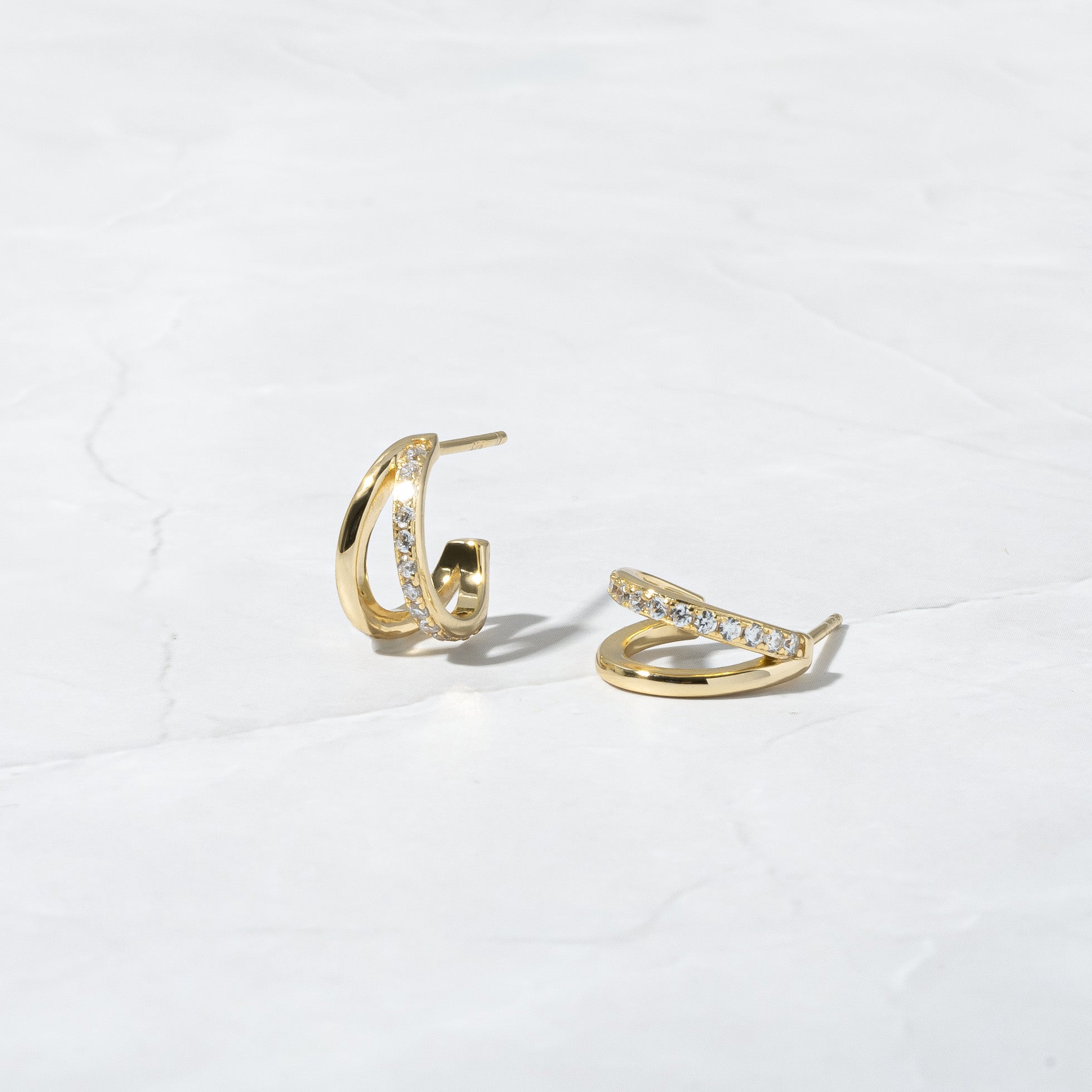 0.30 TCW Round Shape Moissanite Double Hoops Earrings
