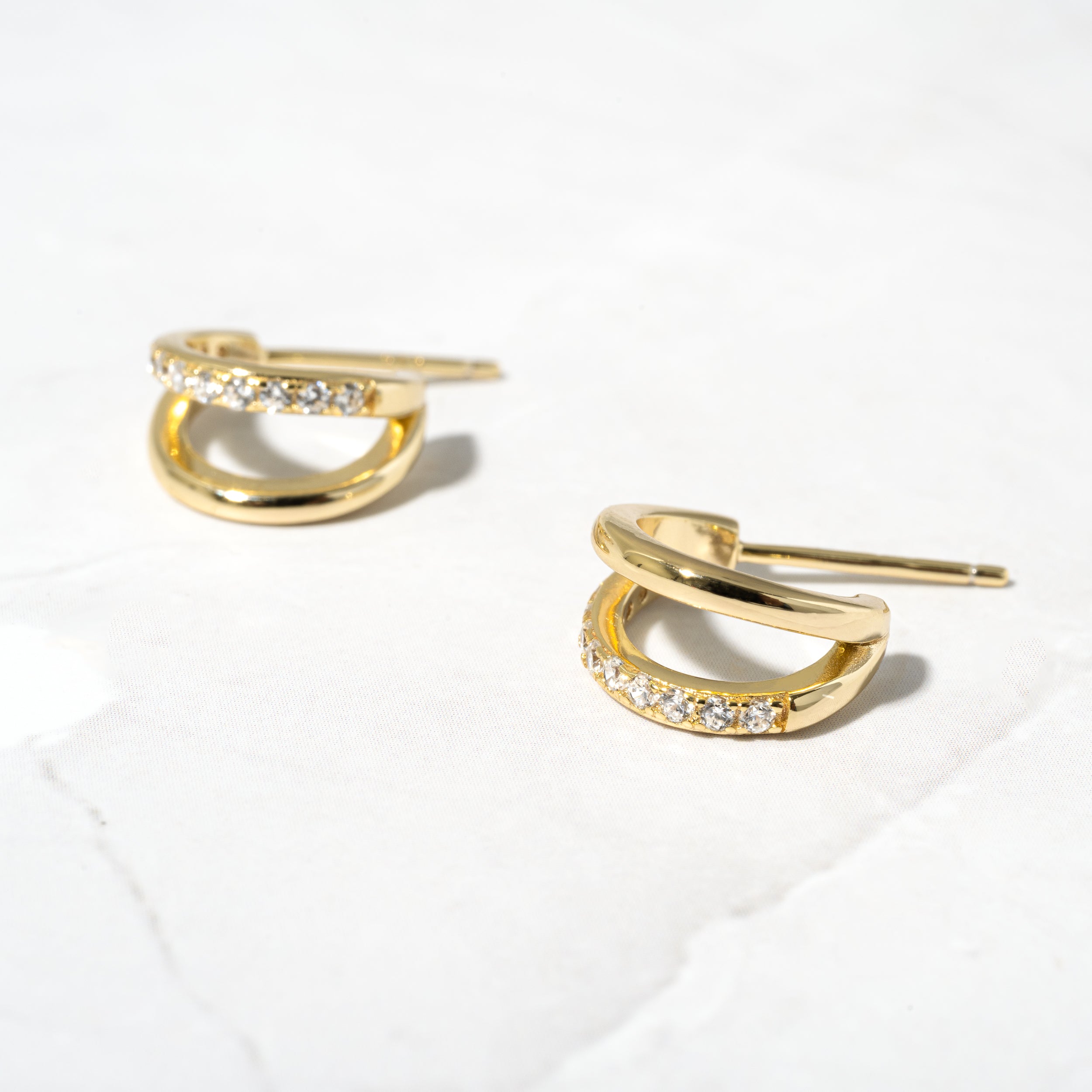 0.30 TCW Round Shape Moissanite Double Hoops Earrings