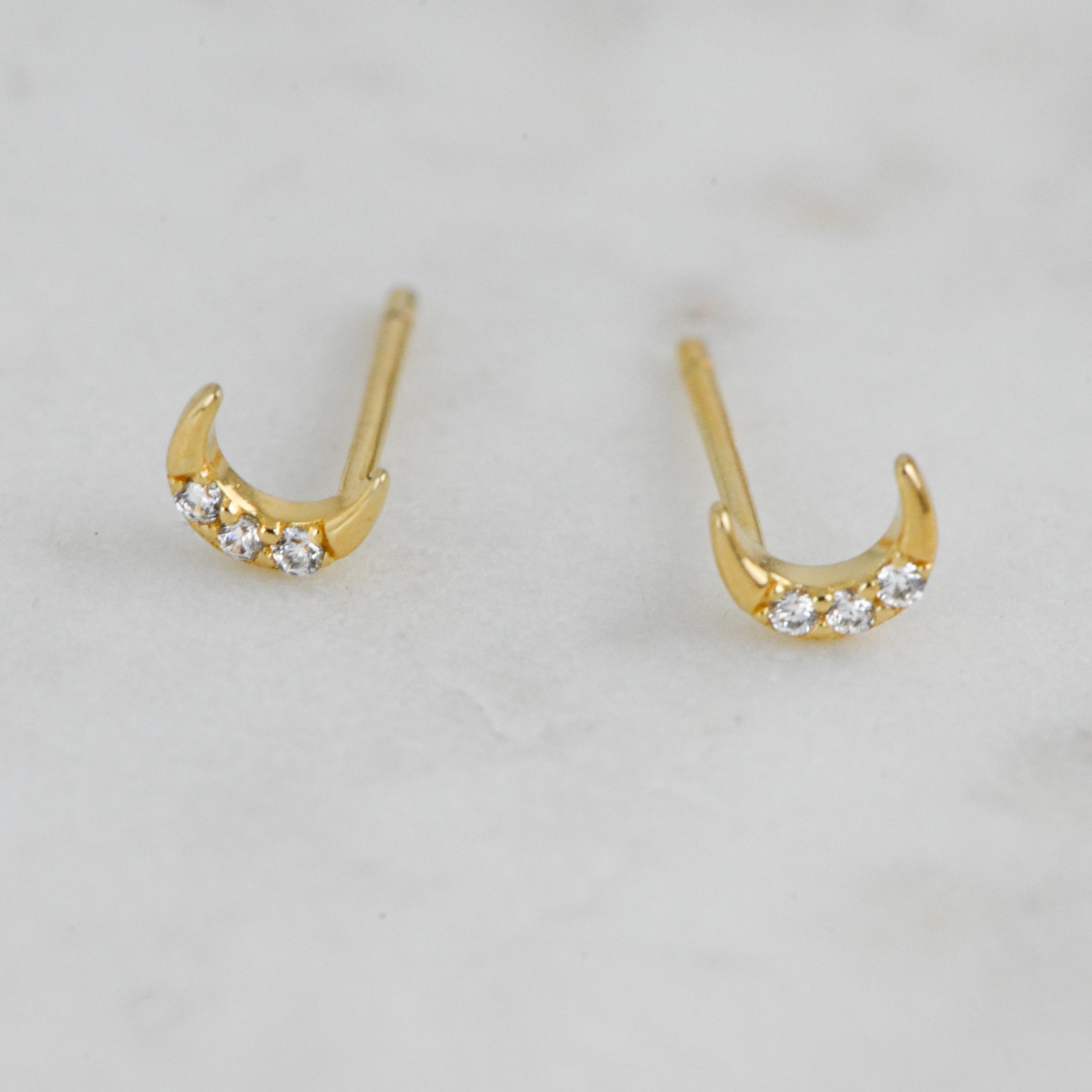 0.30 TCW Round Shape Moissanite Moon Stud Earrings