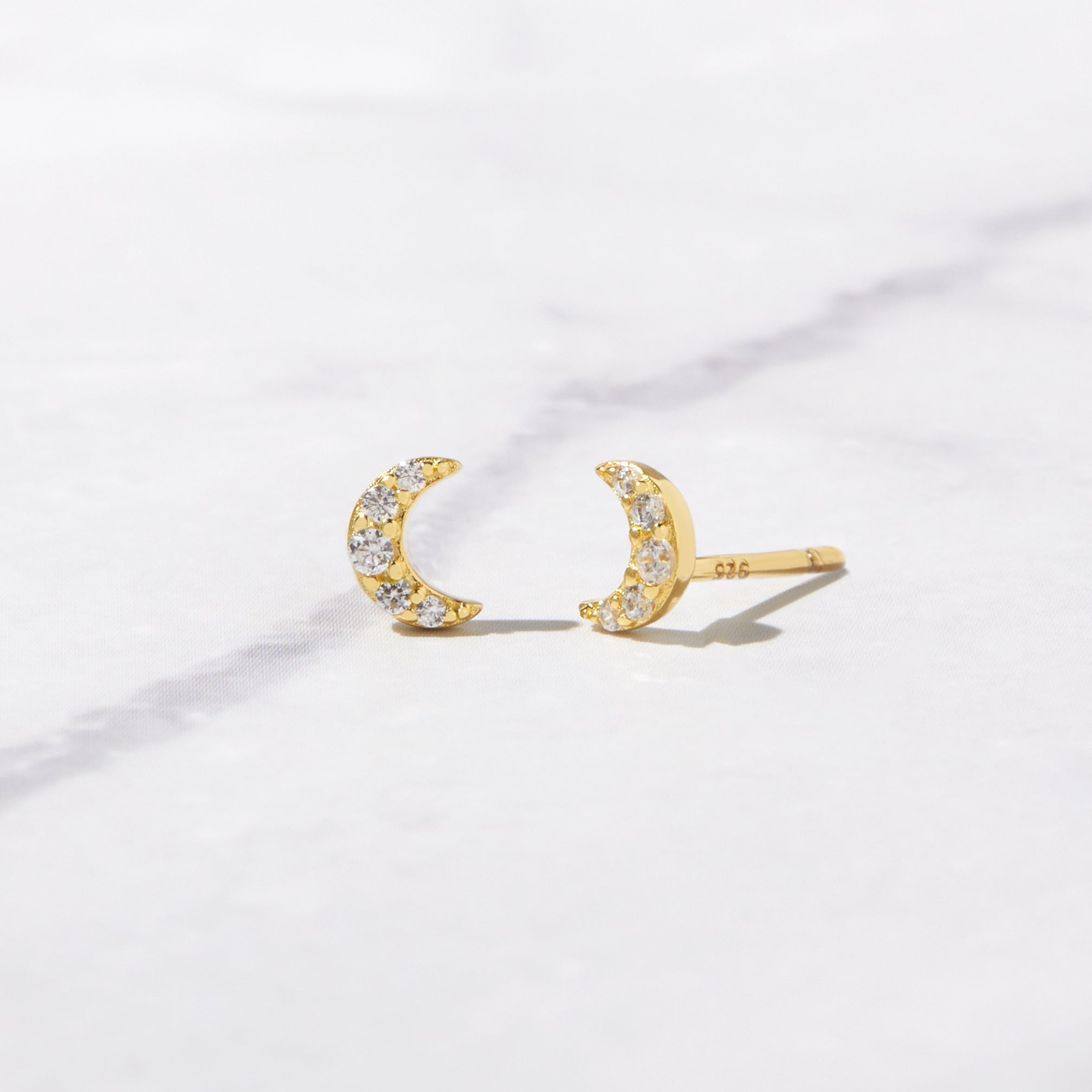 0.80 TCW Round Shape Moissanite Moon Stud Earrings