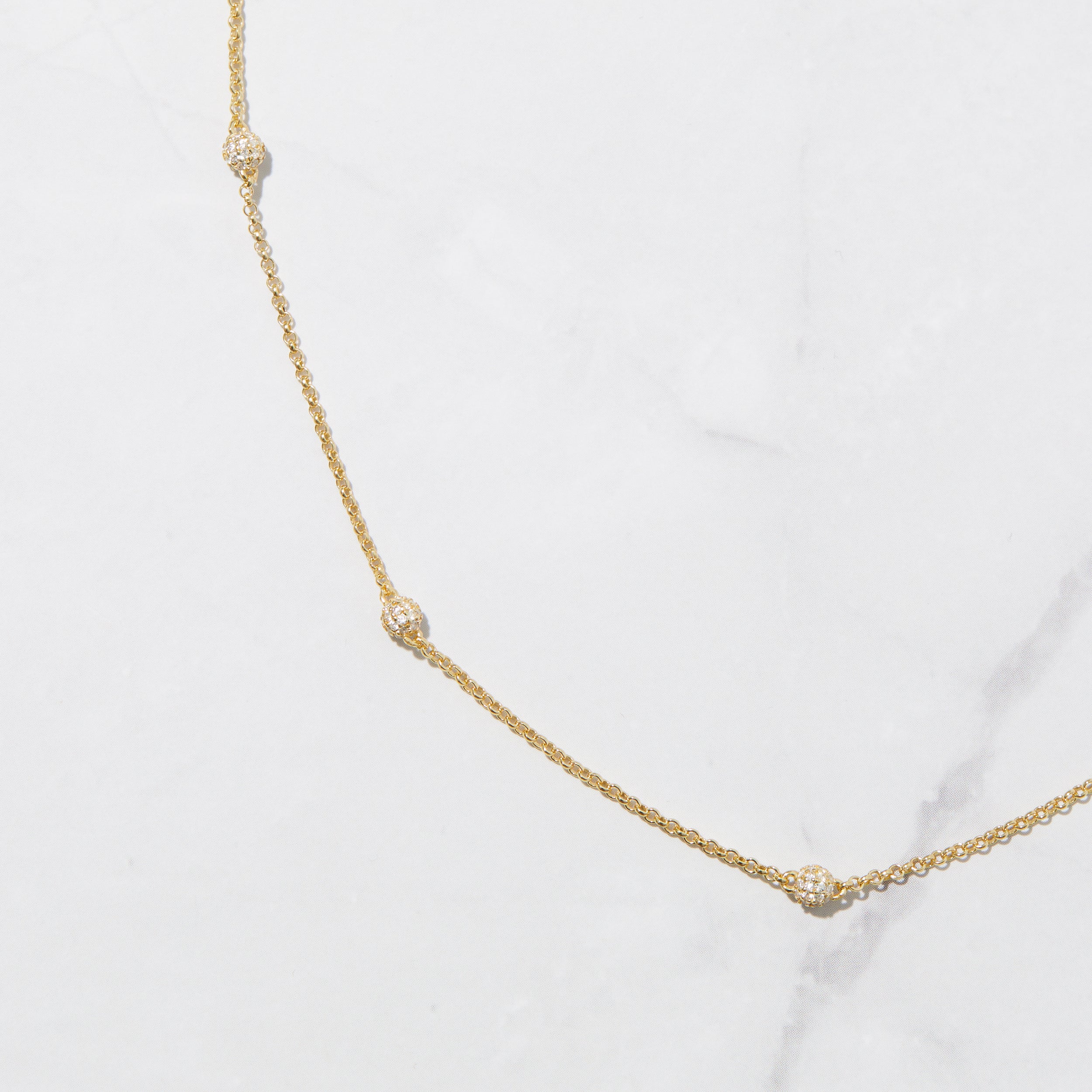 0.35 Carats Round Shape Moissanite Dainty Pave Necklace
