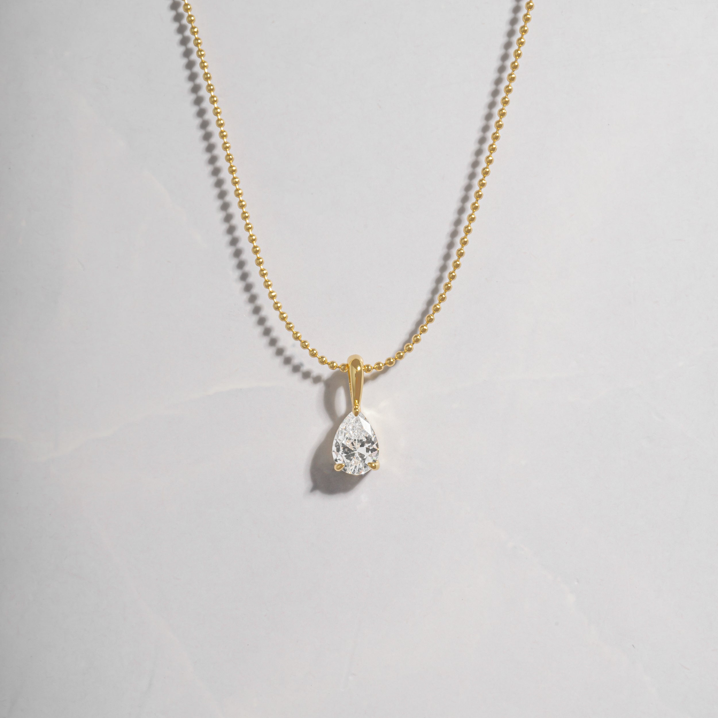 0.25 Carats Pear Shape Moissanite Solitaire Necklace