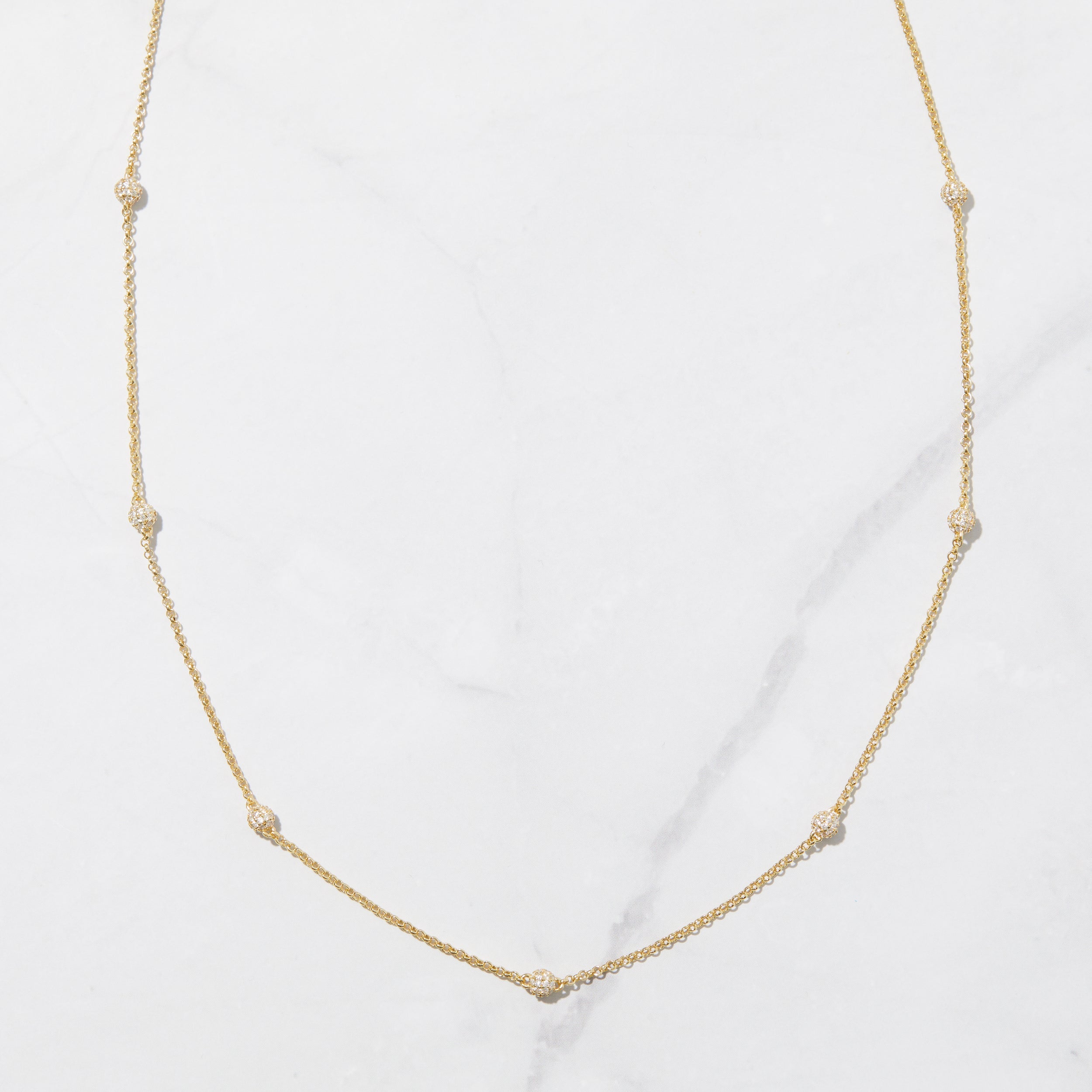 0.35 Carats Round Shape Moissanite Dainty Pave Necklace