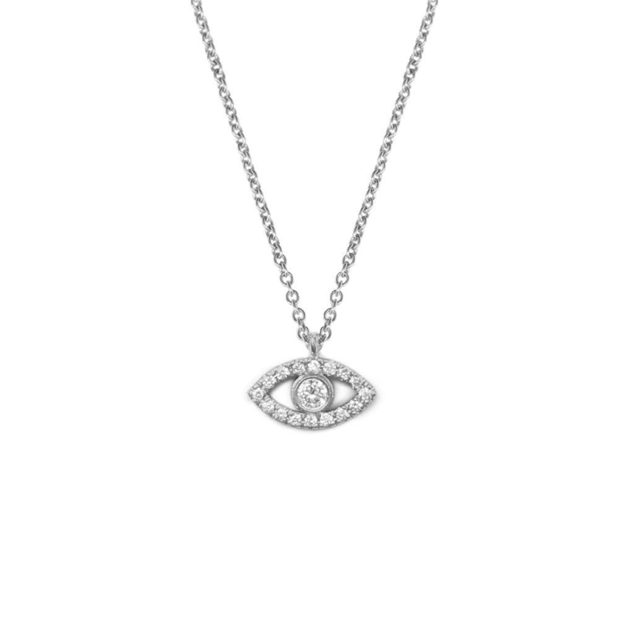 0.03 Carats Round Shape Moissanite Evil Eye Necklace