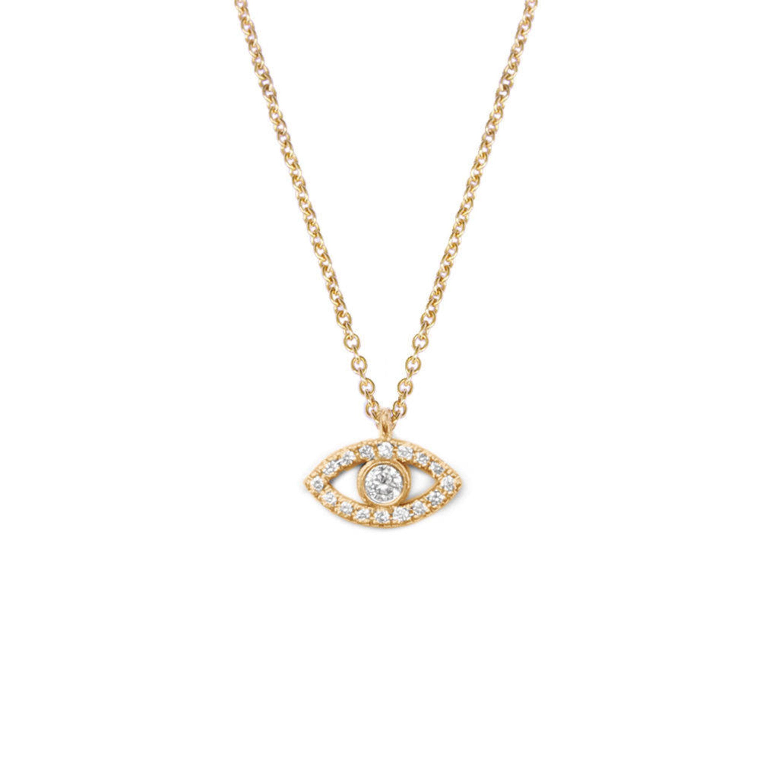 0.03 Carats Round Shape Moissanite Evil Eye Necklace