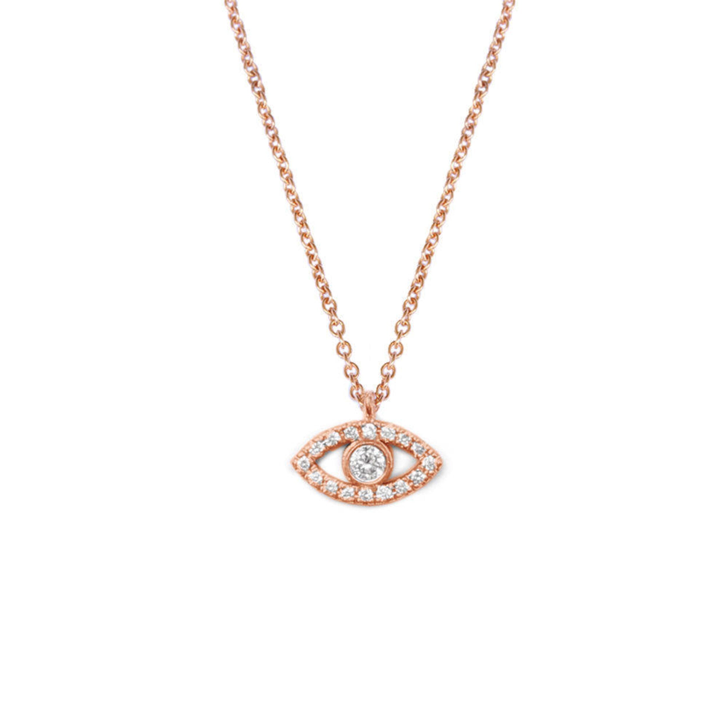 0.03 Carats Round Shape Moissanite Evil Eye Necklace