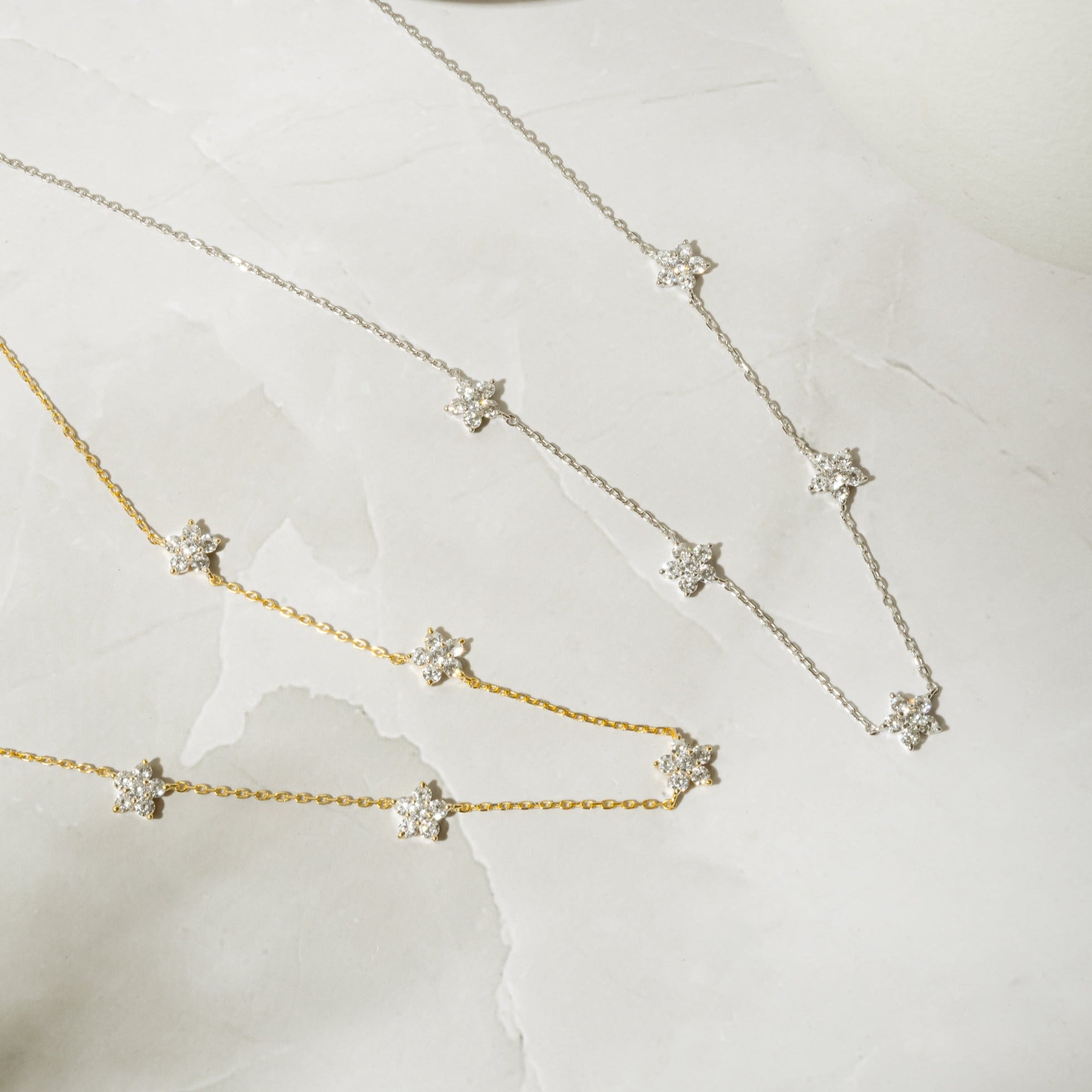 0.80 Carats Round Shape Moissanite Diamond Flower Necklace