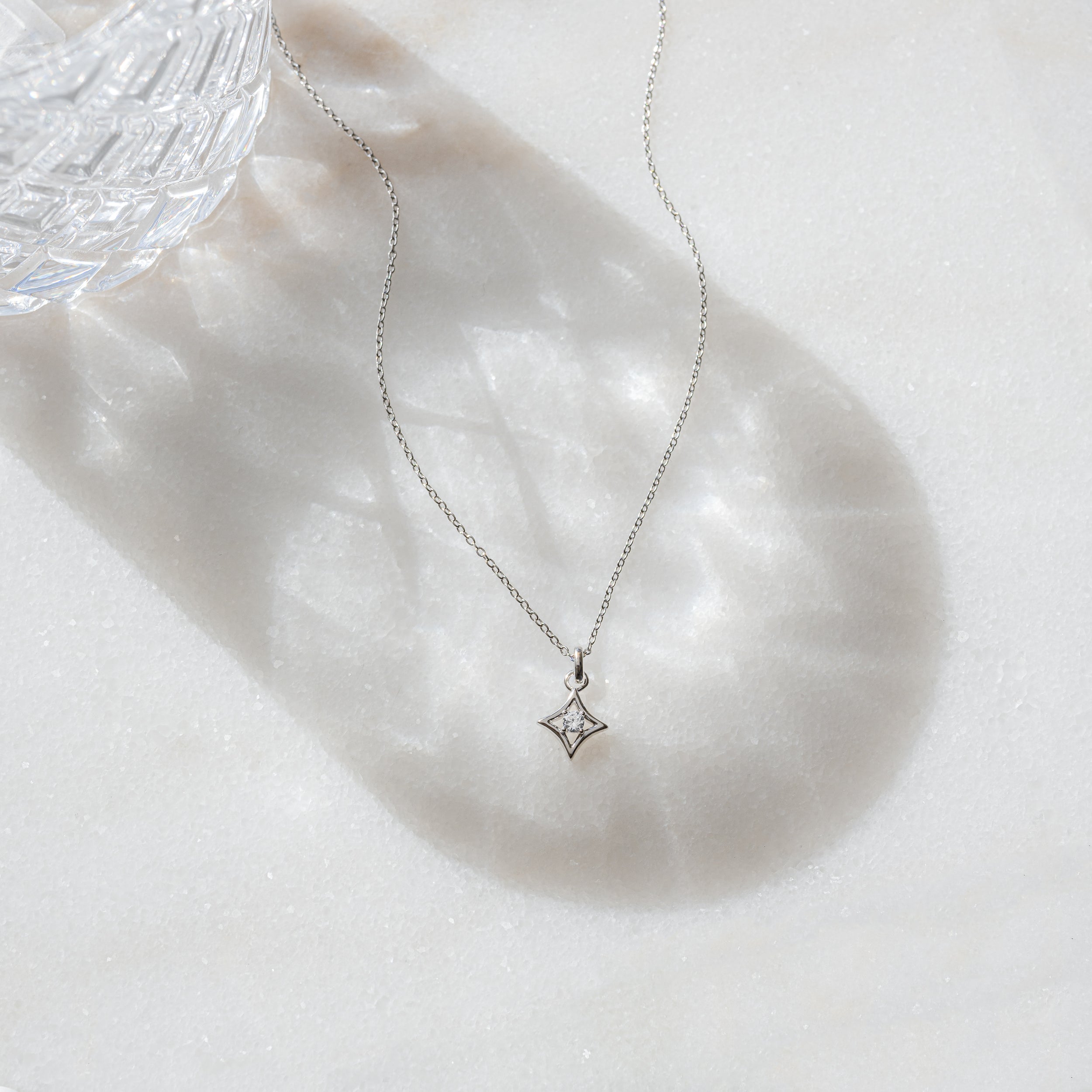 0.10 Carats Round Shape Moissanite Solitaire Necklace