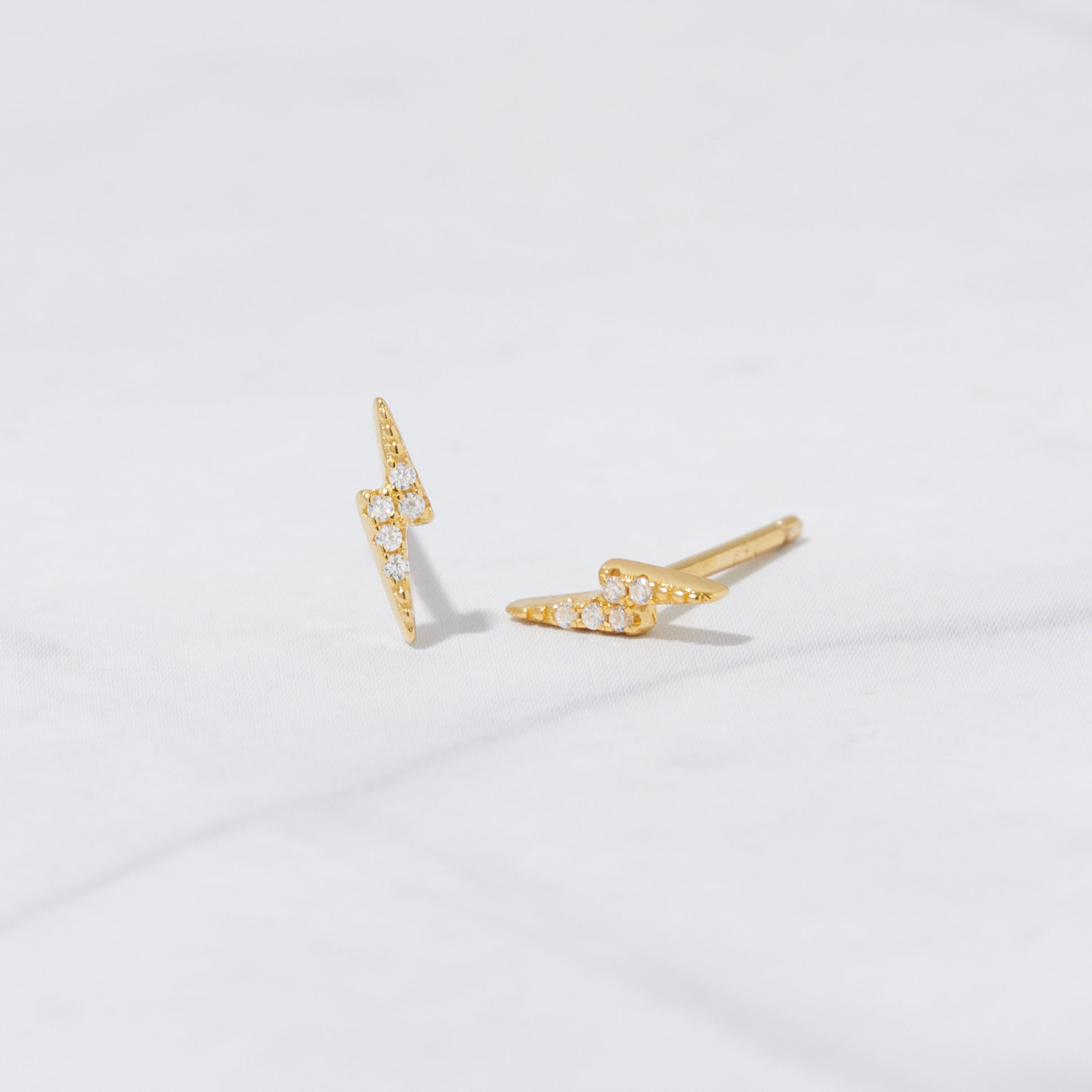 0.20 TCW Round Shape Moissanite Lightning Bolt Studs Earrings