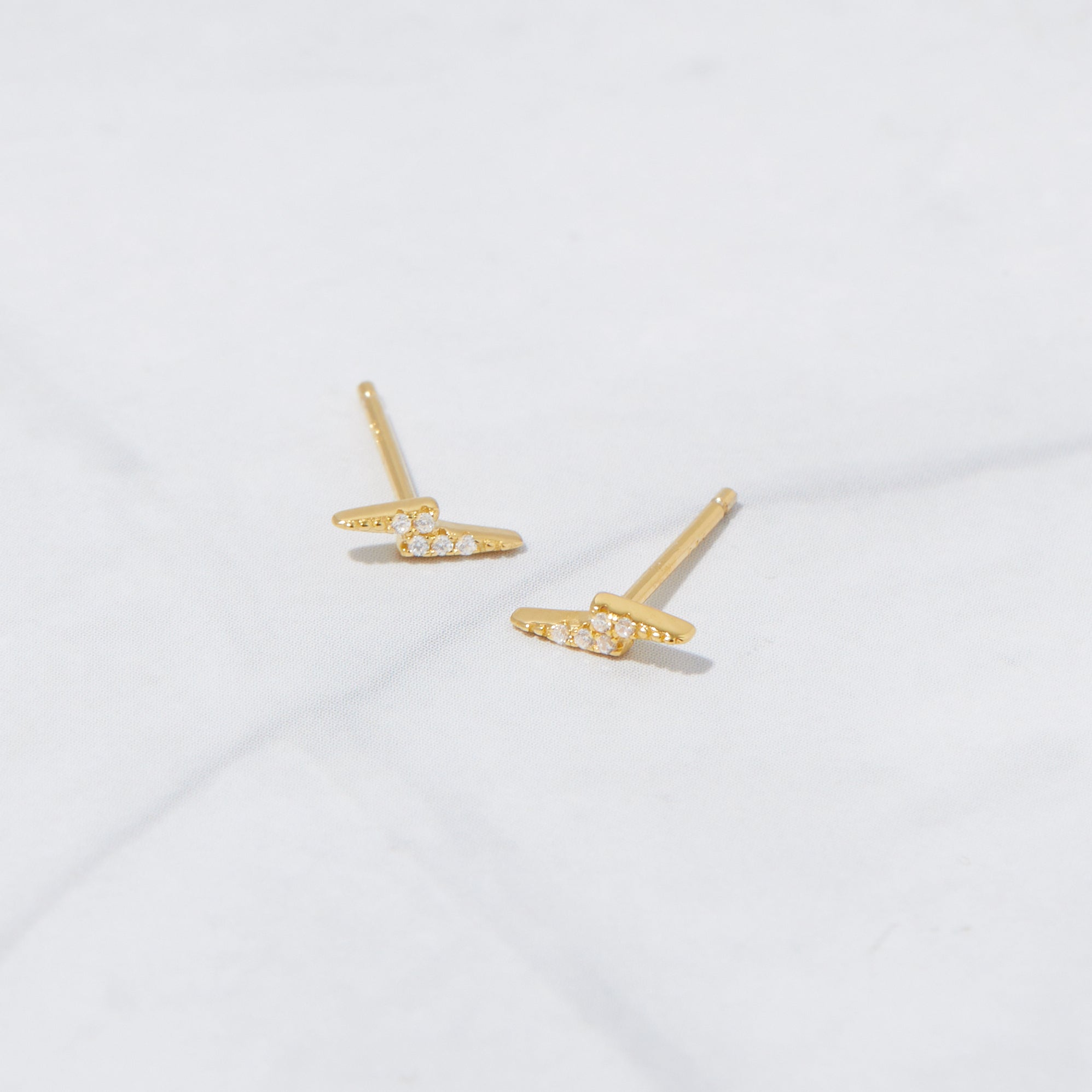 0.20 TCW Round Shape Moissanite Lightning Bolt Studs Earrings