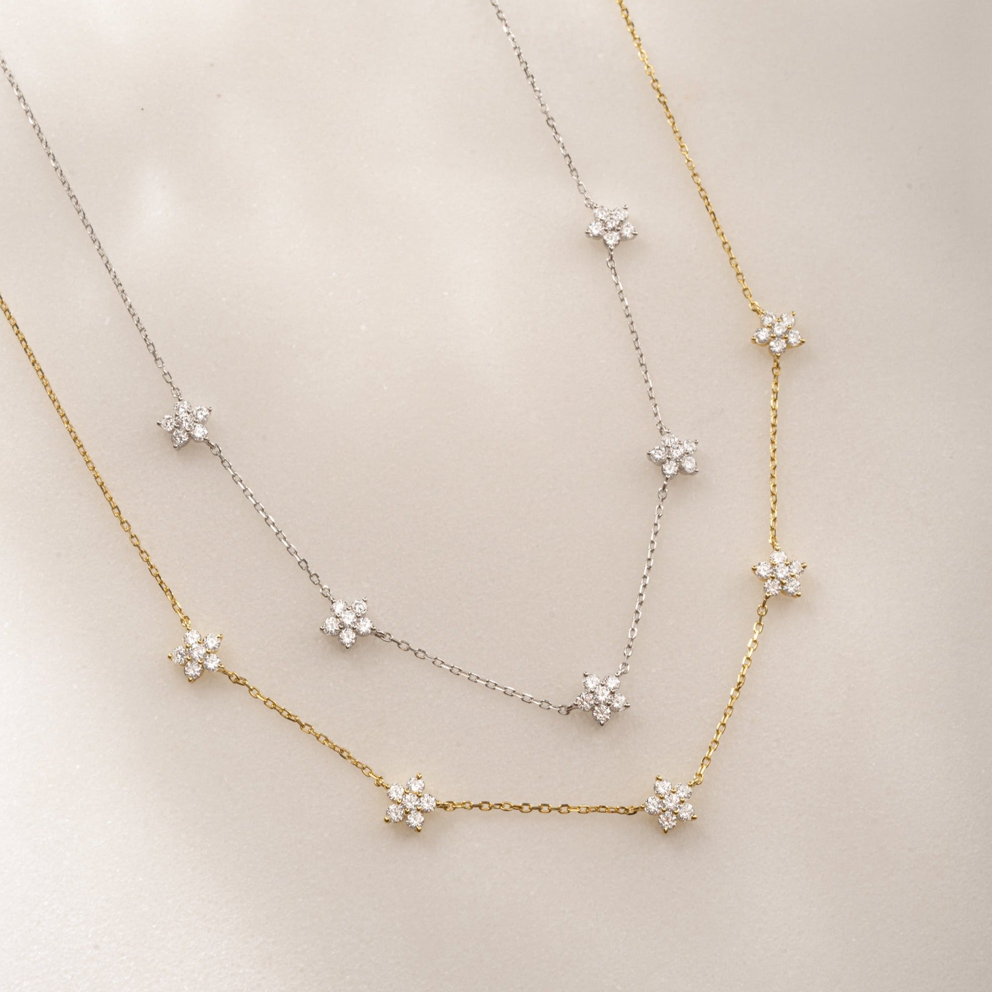 0.80 Carats Round Shape Moissanite Diamond Flower Necklace