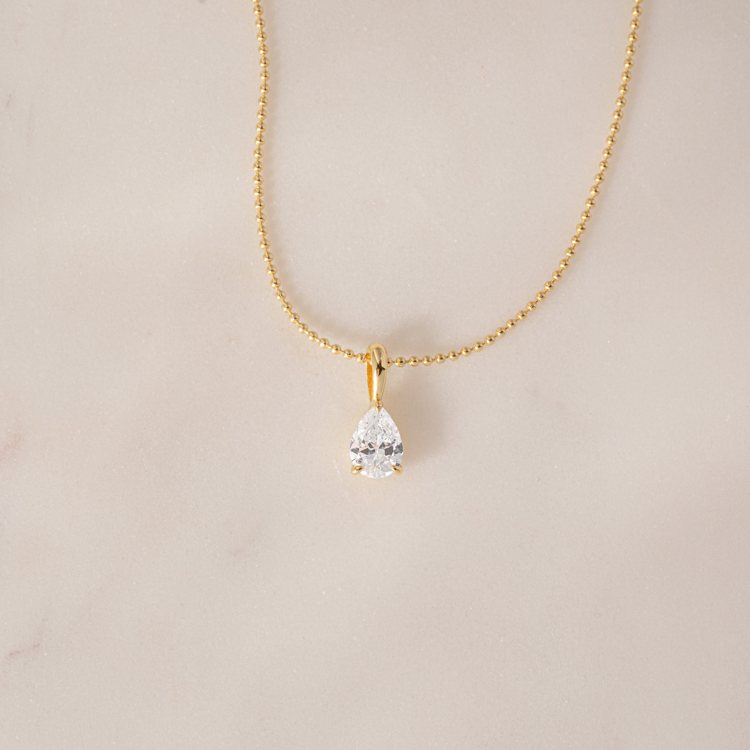 0.25 Carats Pear Shape Moissanite Solitaire Necklace
