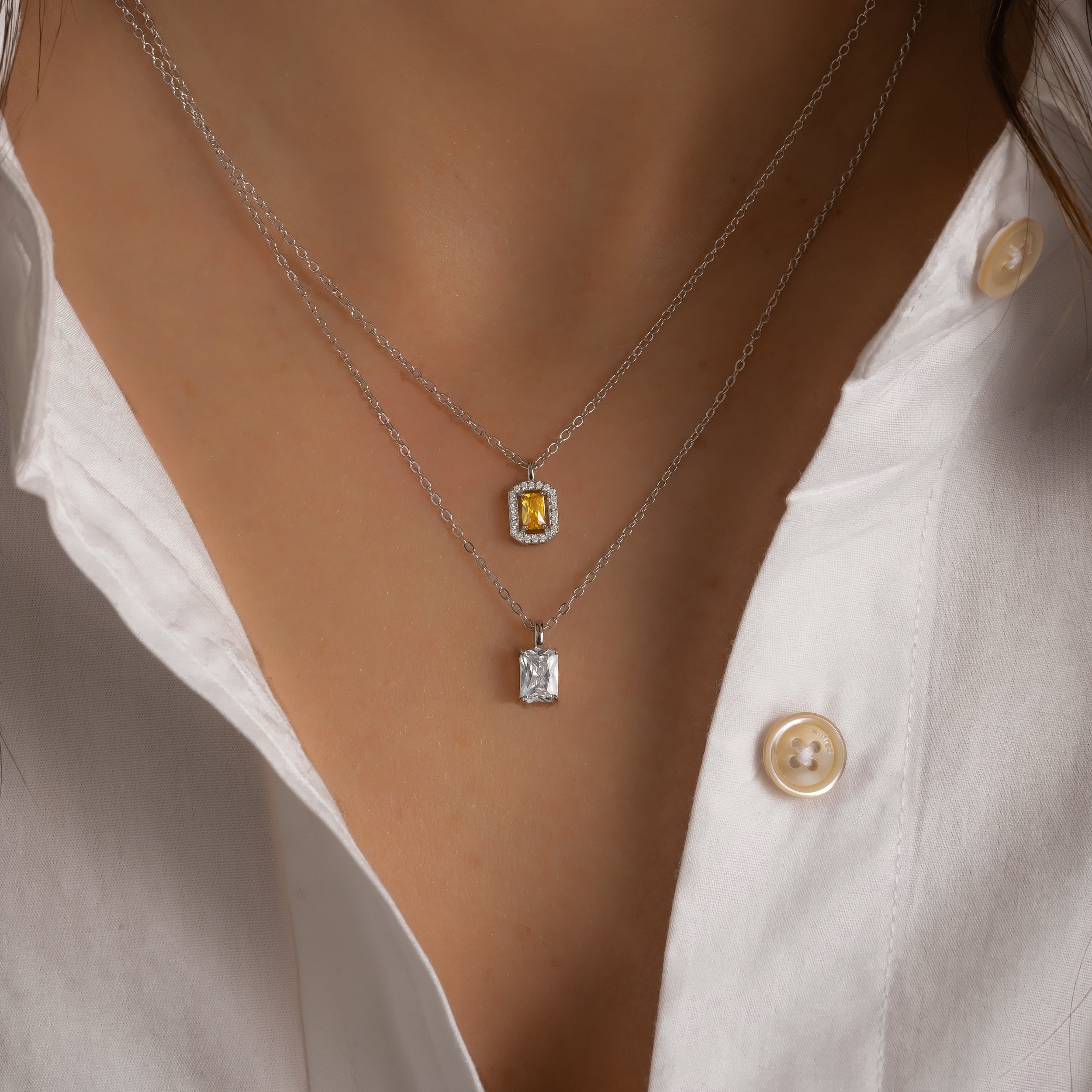 1.0 Carats Radiant Shape Moissanite Solitaire Necklace