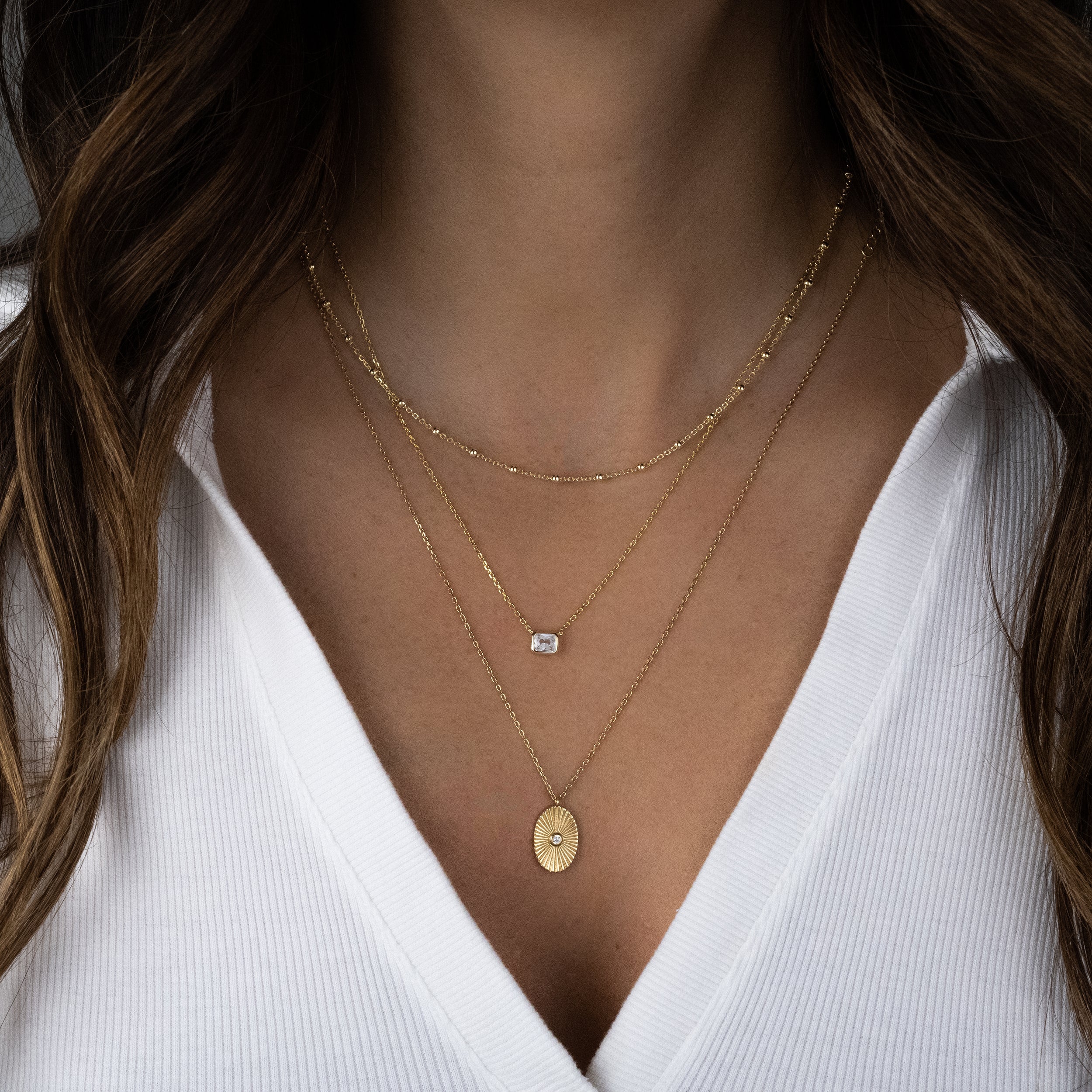 0.30 Carats East-West Radiant Shape Moissanite Bezel Solitaire Necklace