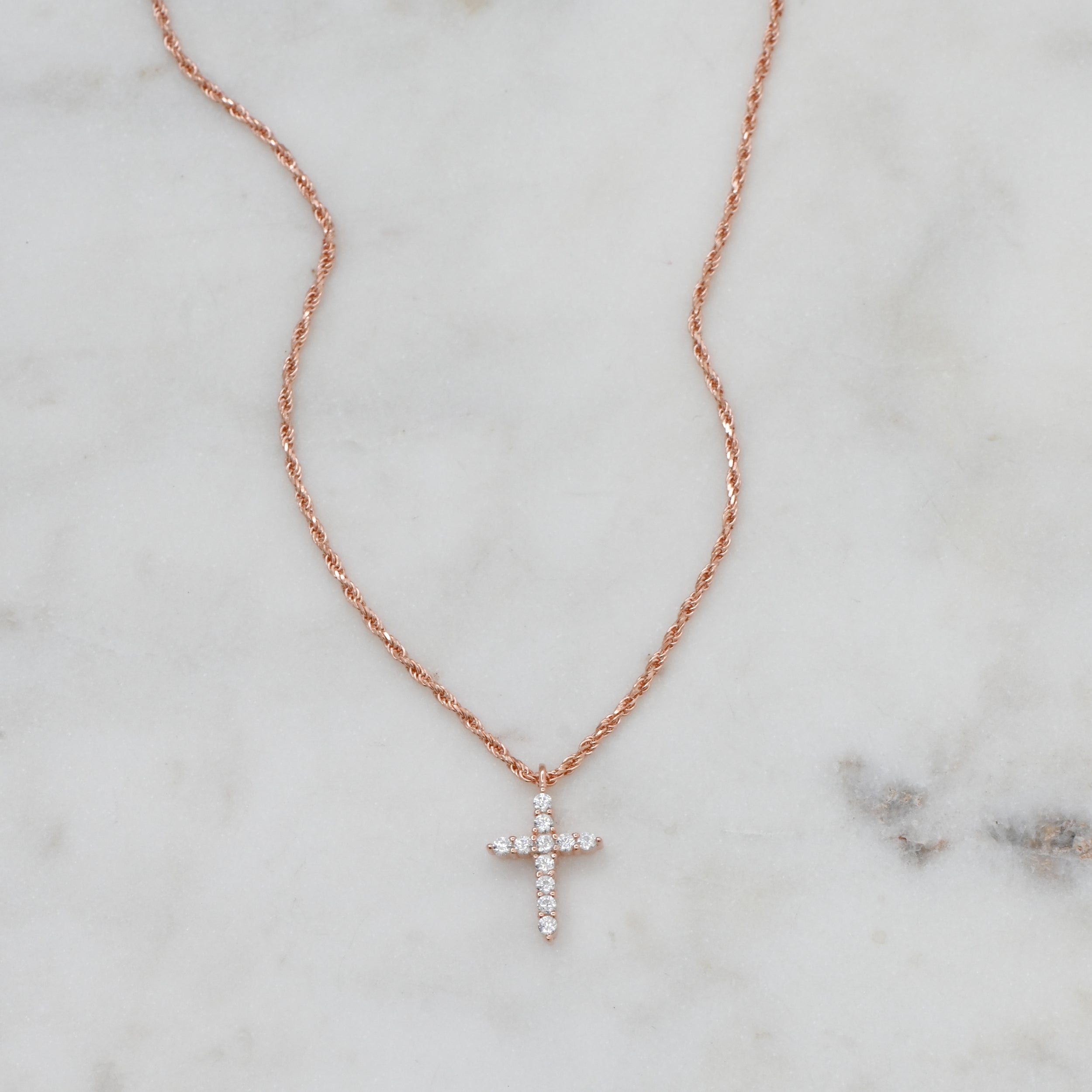 0.30 Carats Round Shape Moissanite Cross Pendant Necklace