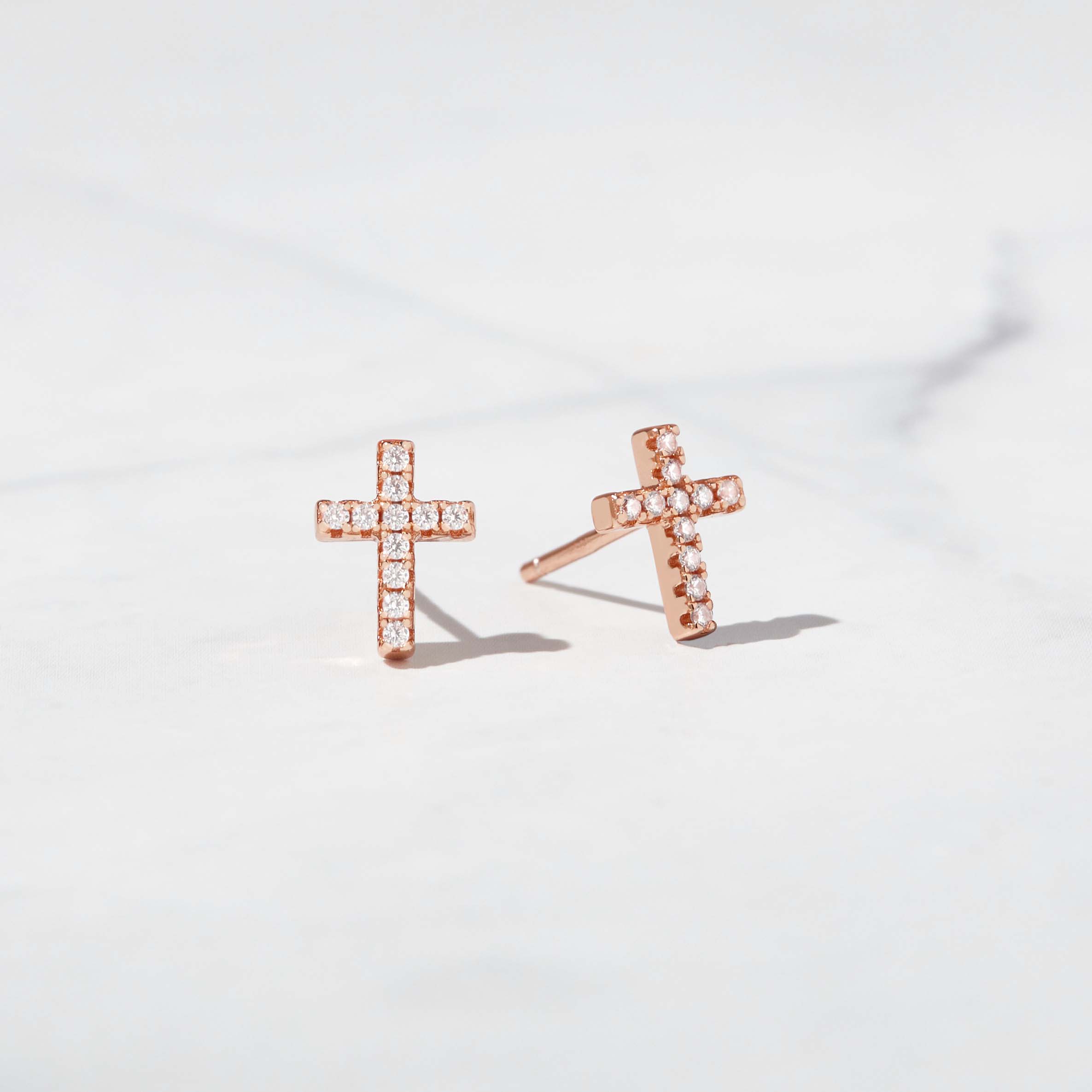 0.20 TCW Round Shape Moissanite Cross Stud Earrings