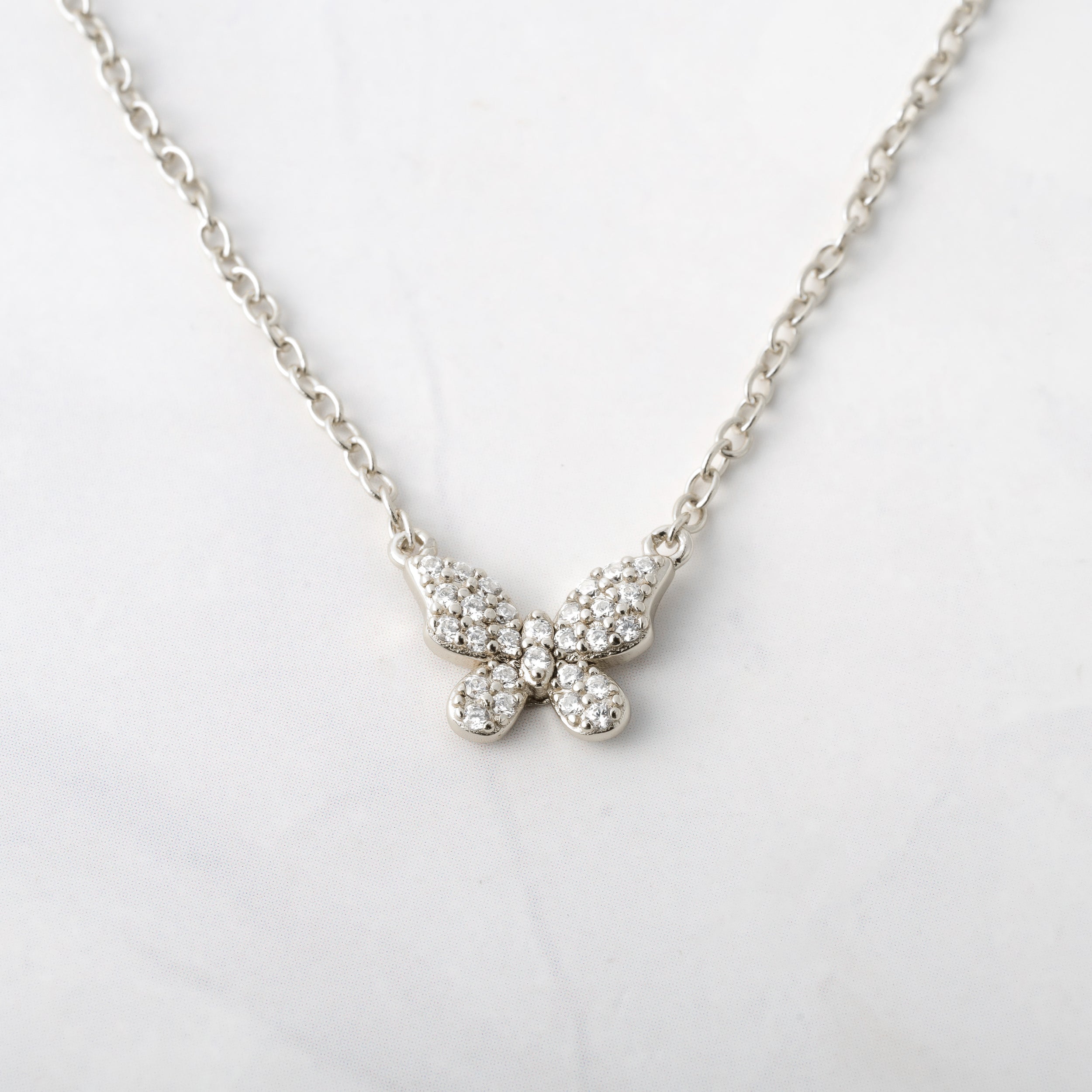 1.0 Carats Round Shape Moissanite Butterfly Necklace