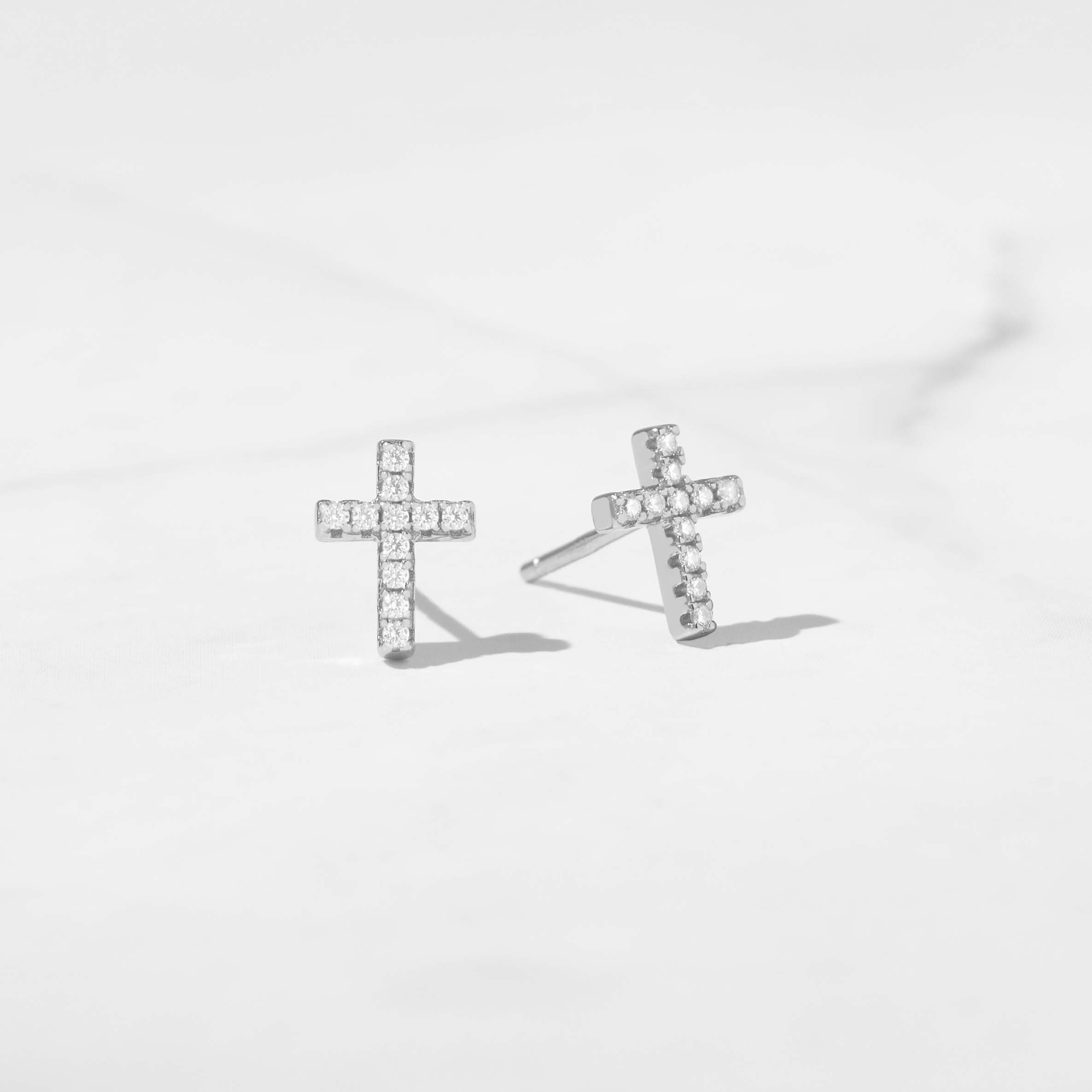 0.20 TCW Round Shape Moissanite Cross Stud Earrings