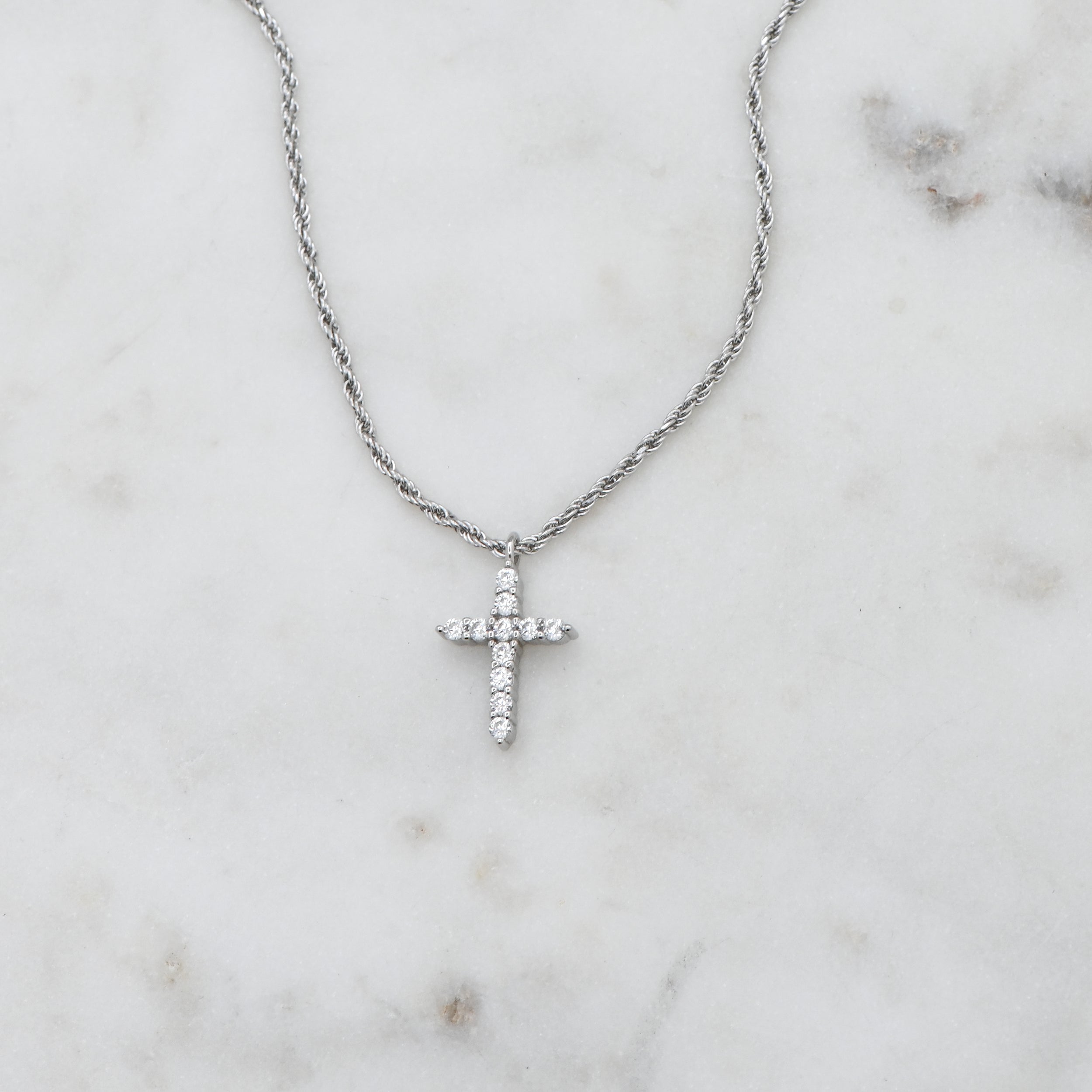 0.30 Carats Round Shape Moissanite Cross Pendant Necklace