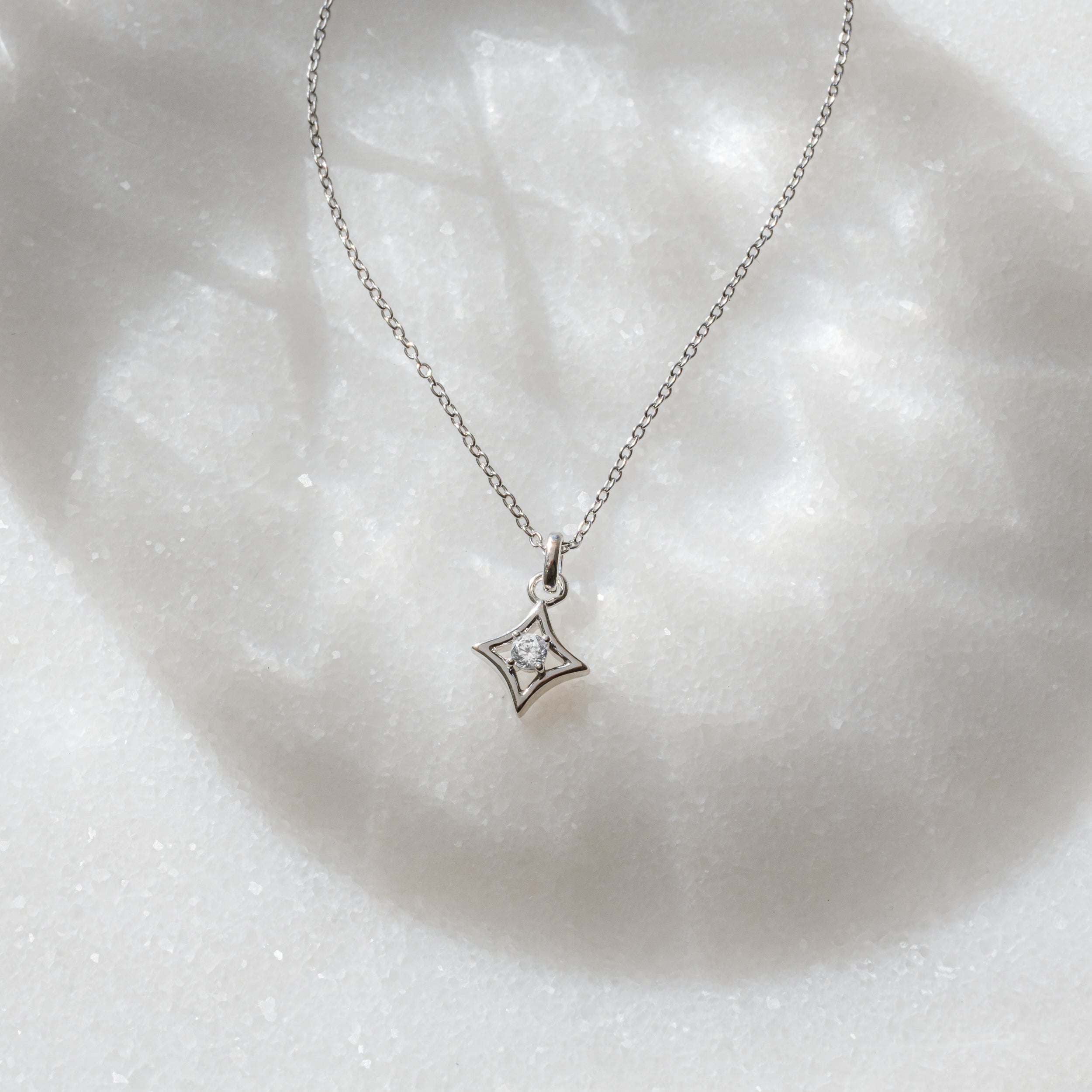 0.10 Carats Round Shape Moissanite Solitaire Necklace