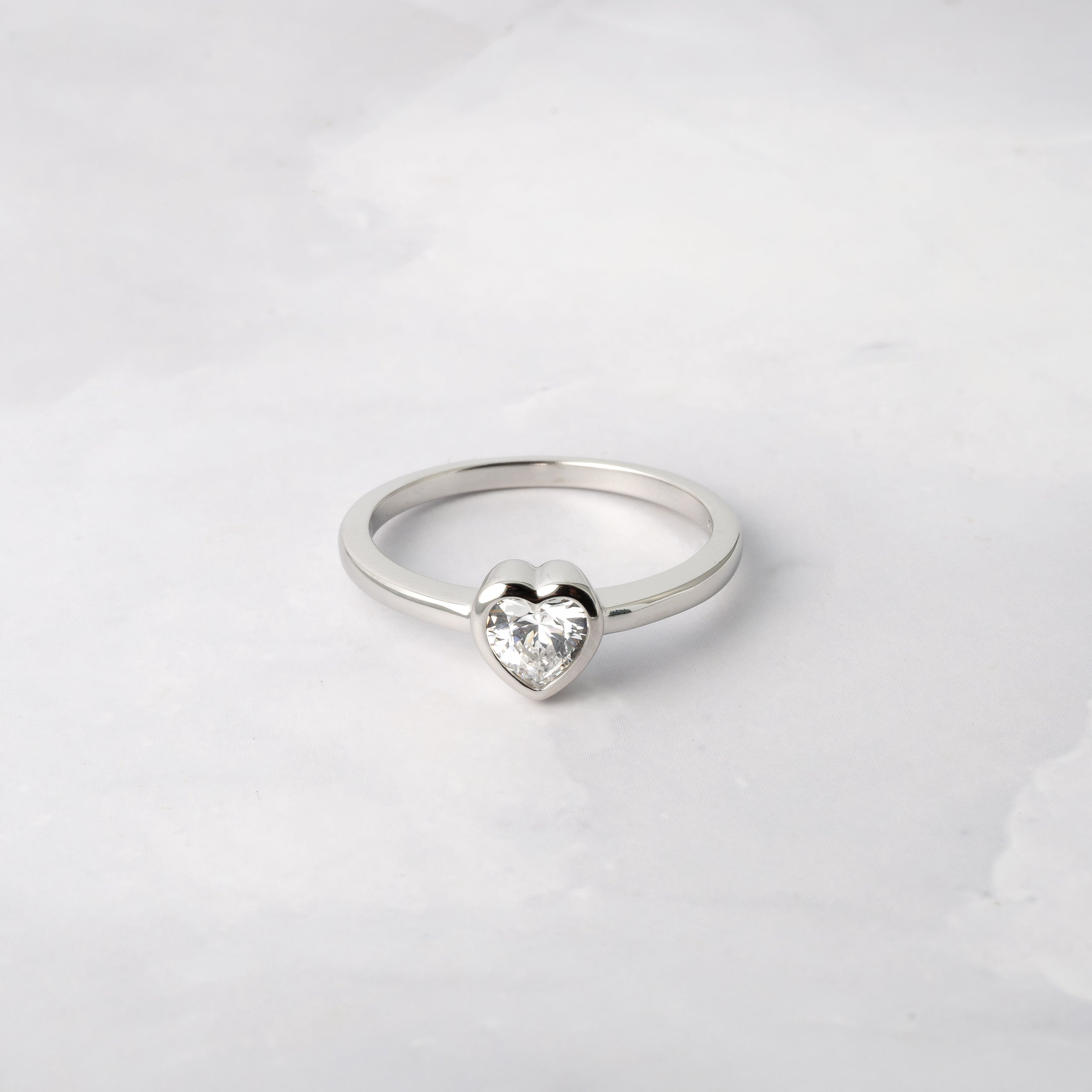 0.15 Carats Moissanite Heart Cut Solitaire Wedding Band