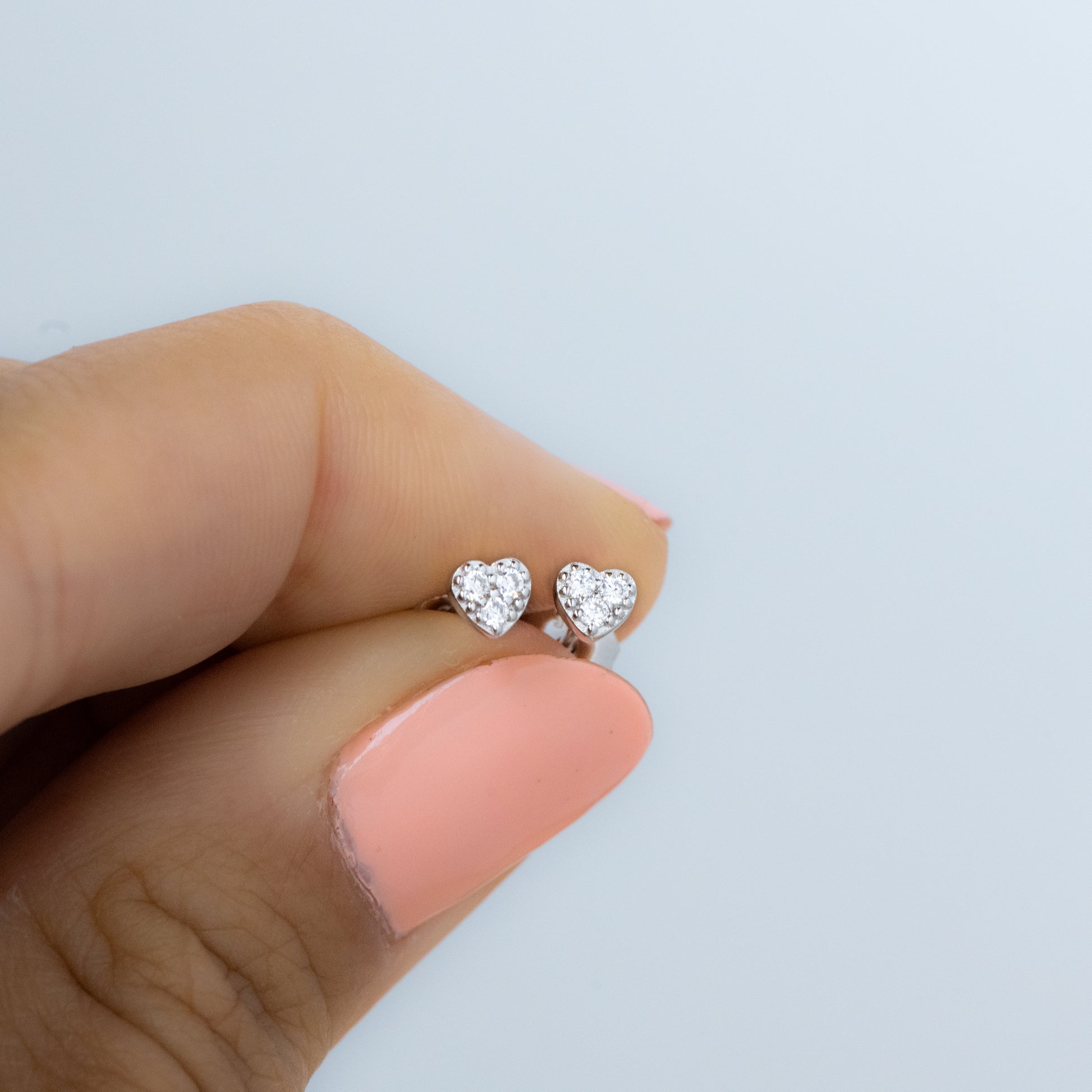 0.20 TCW Round Shape Moissanite Heart Stud Earrings