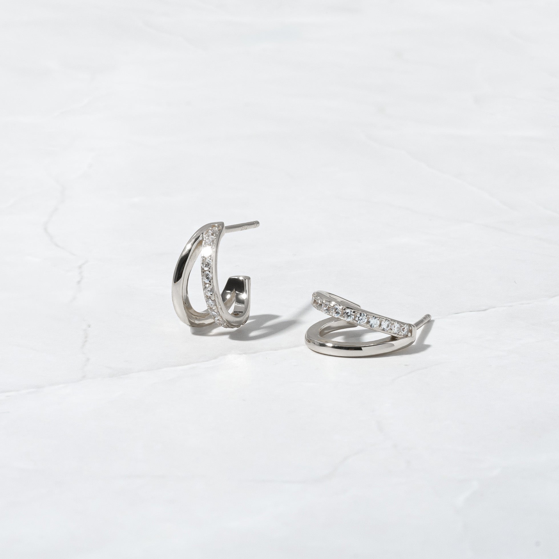 0.30 TCW Round Shape Moissanite Double Hoops Earrings