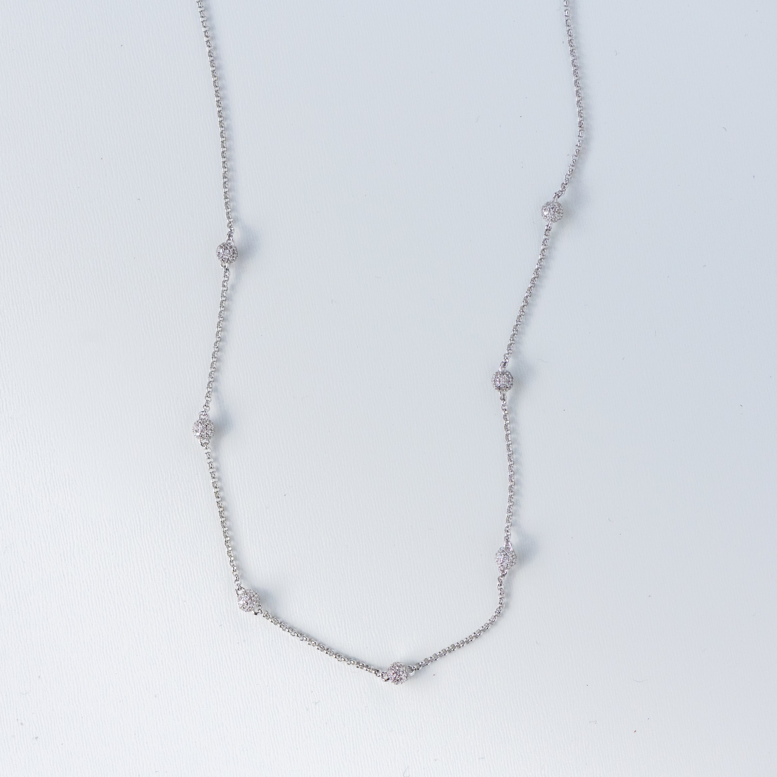 0.35 Carats Round Shape Moissanite Dainty Pave Necklace