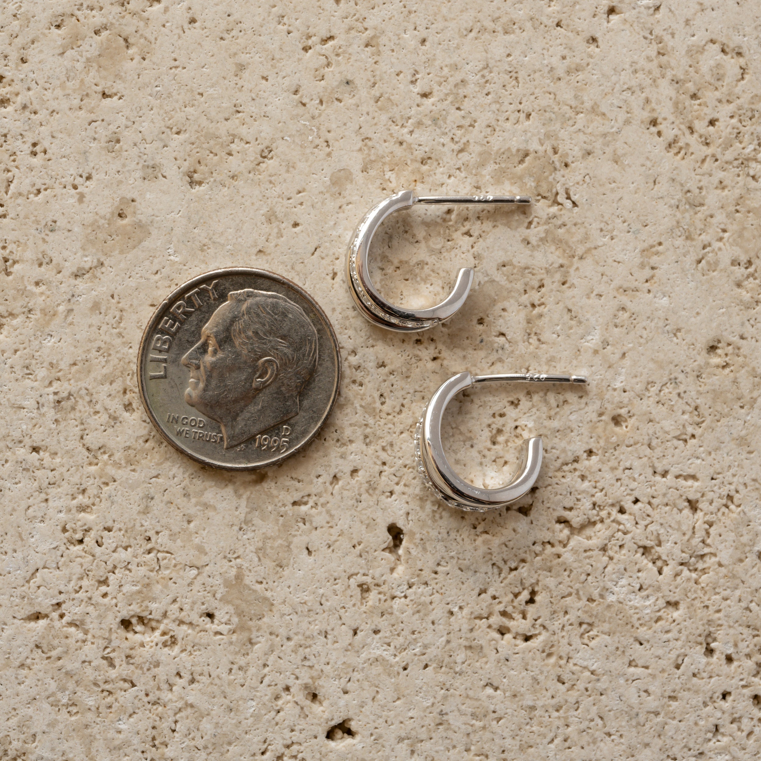 0.30 TCW Round Shape Moissanite Double Hoops Earrings