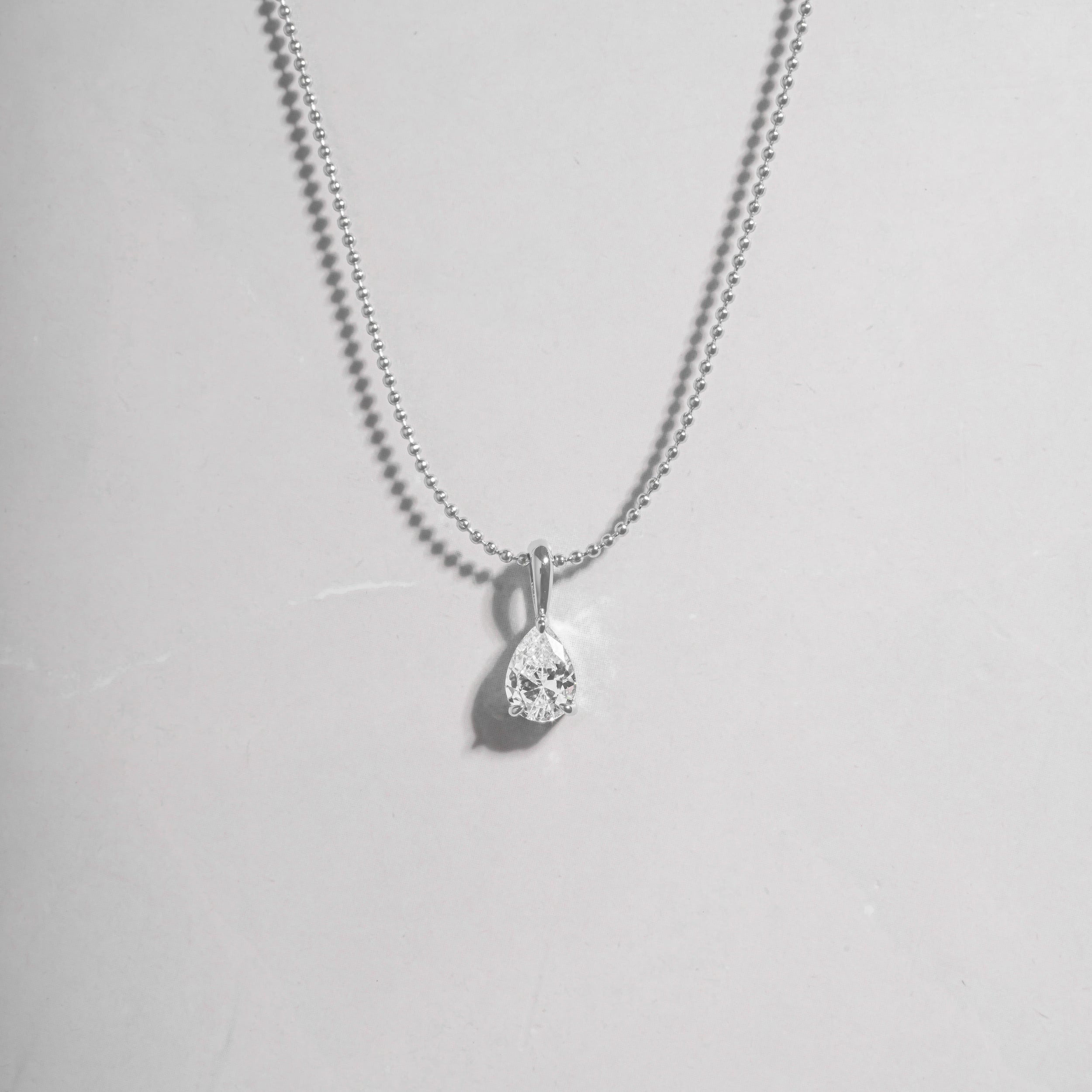 0.25 Carats Pear Shape Moissanite Solitaire Necklace