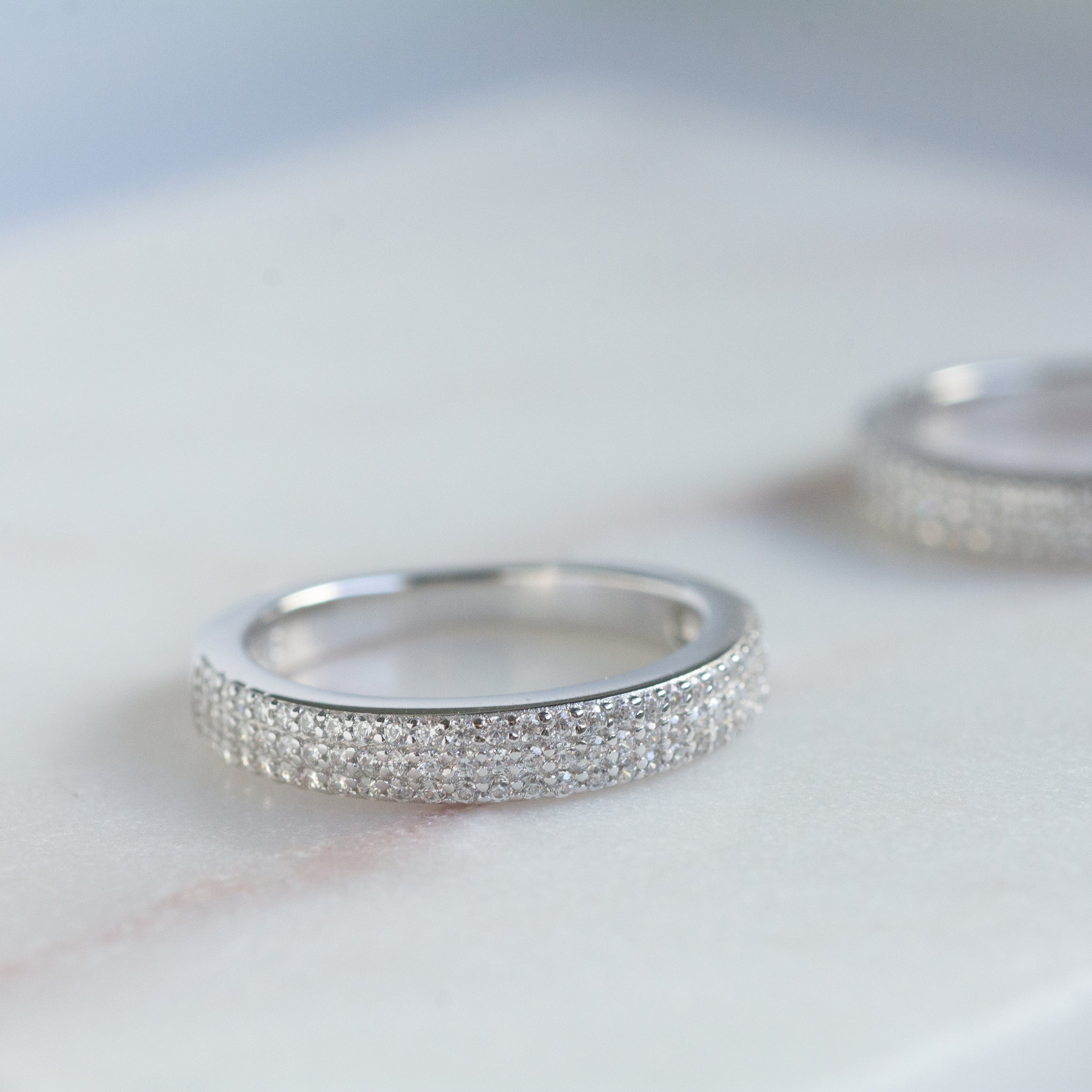 0.45 Carats Moissanite Round Shape Half Eternity Wedding Band