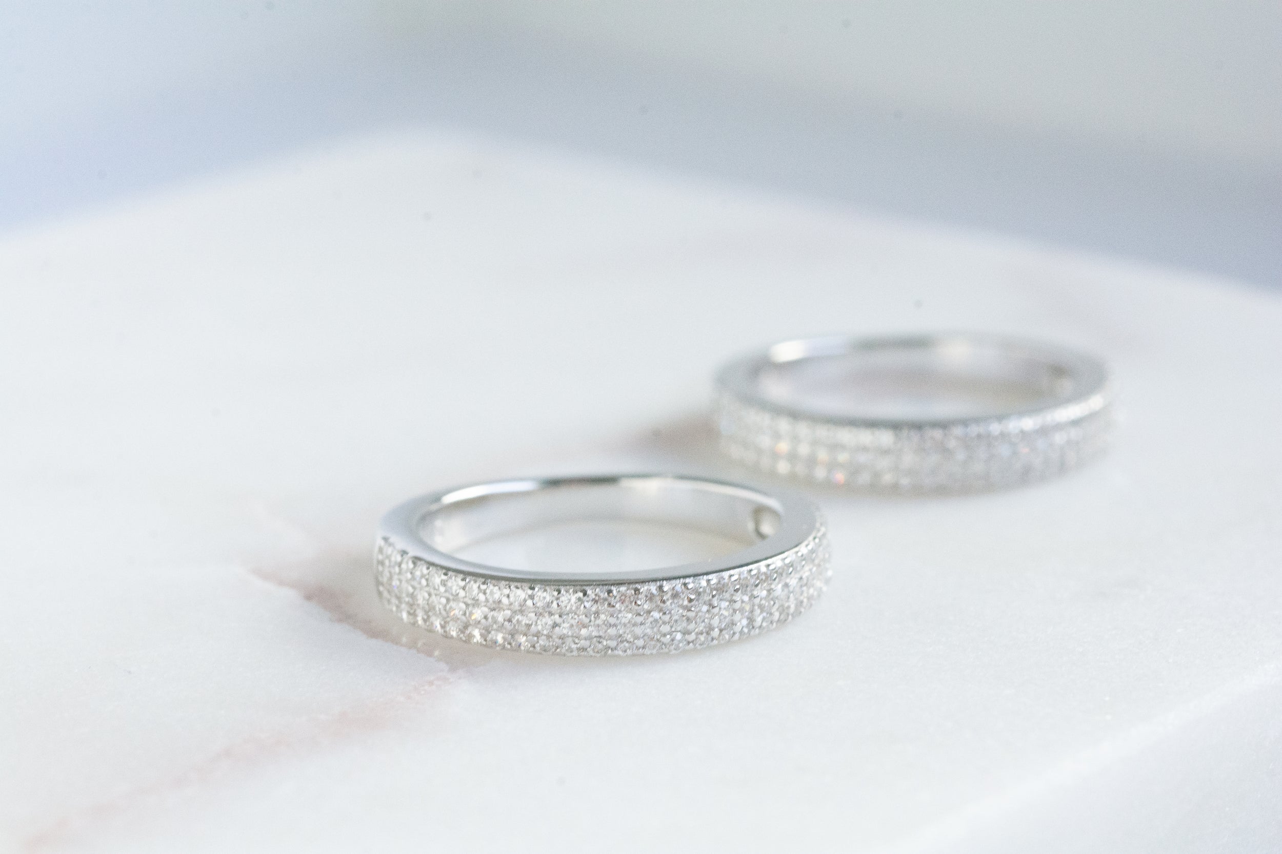 0.45 Carats Moissanite Round Shape Half Eternity Wedding Band