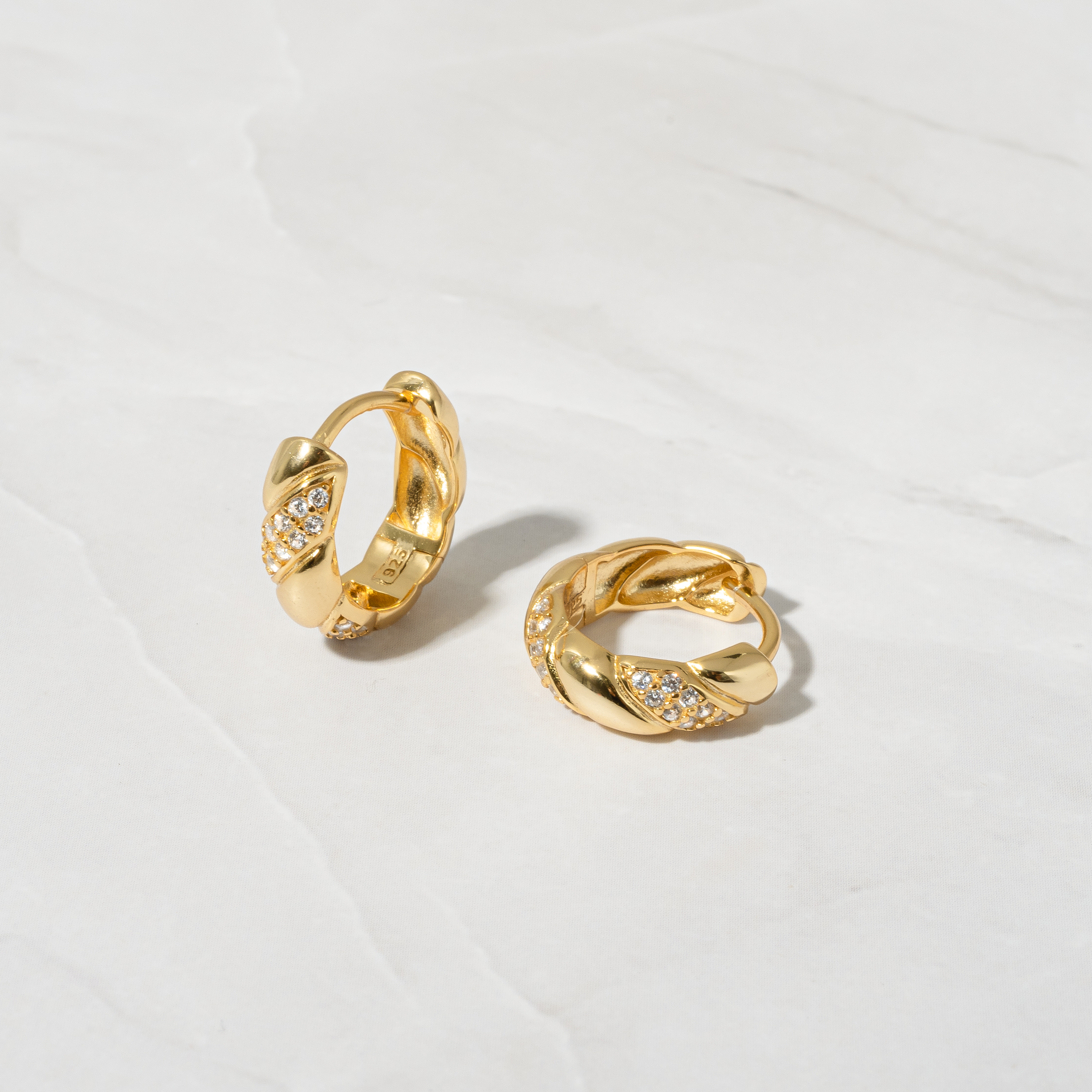 0.30 TCW Round Shape Moissanite Croissant Hoops Earrings