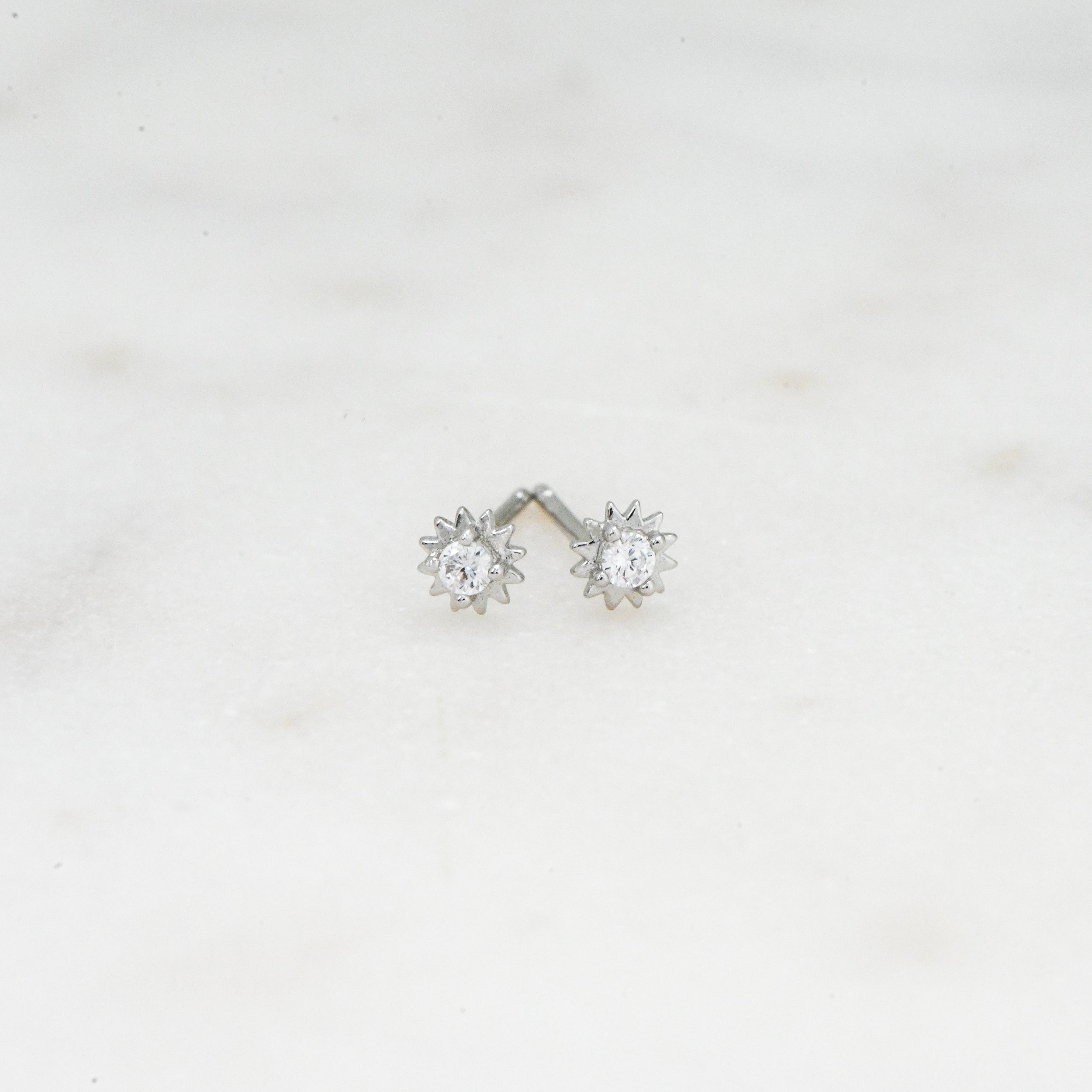 0.40 TCW Round Shape Moissanite Sunburst Stud Earrings