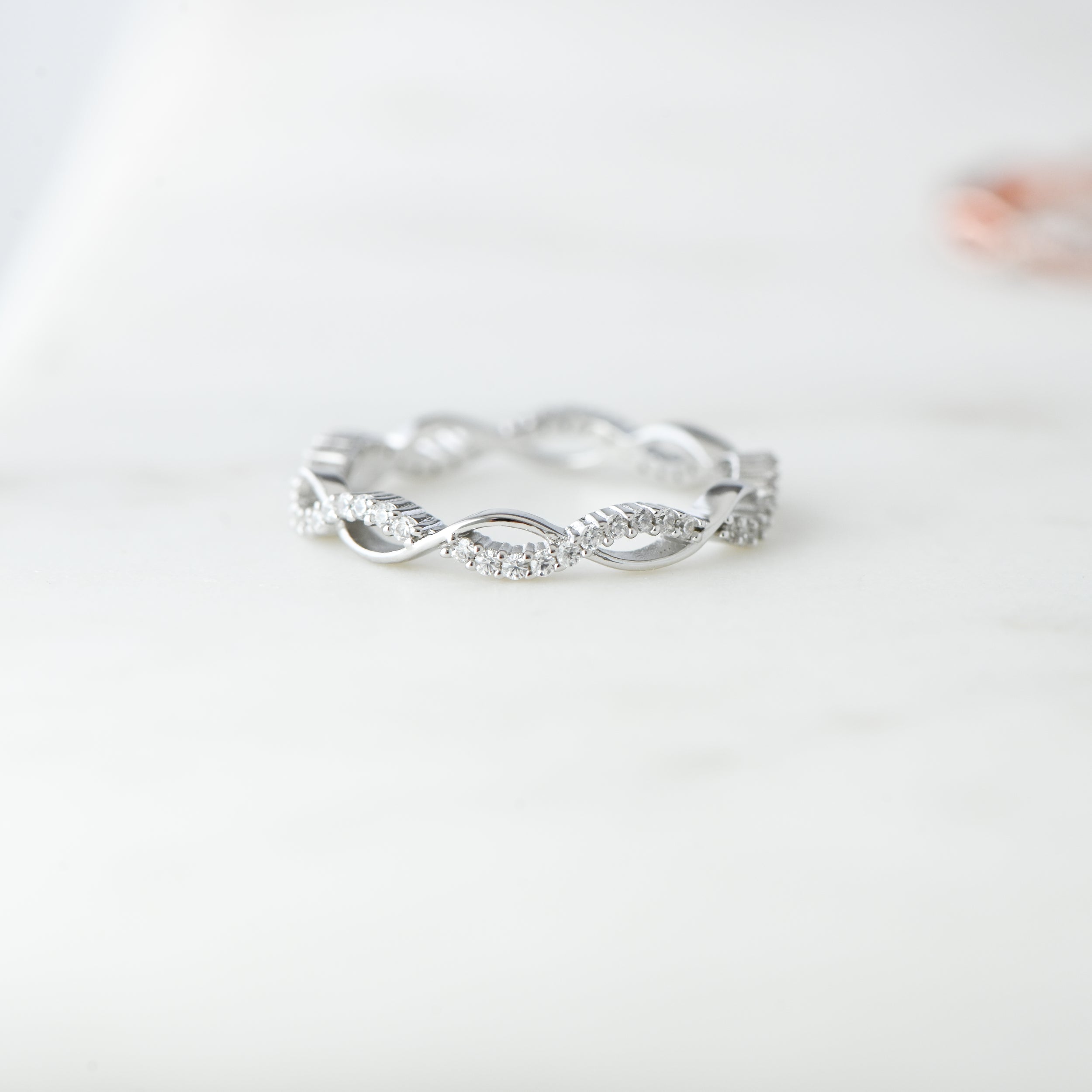0.40 Carats Moissanite Round Infinity Style Wedding Band