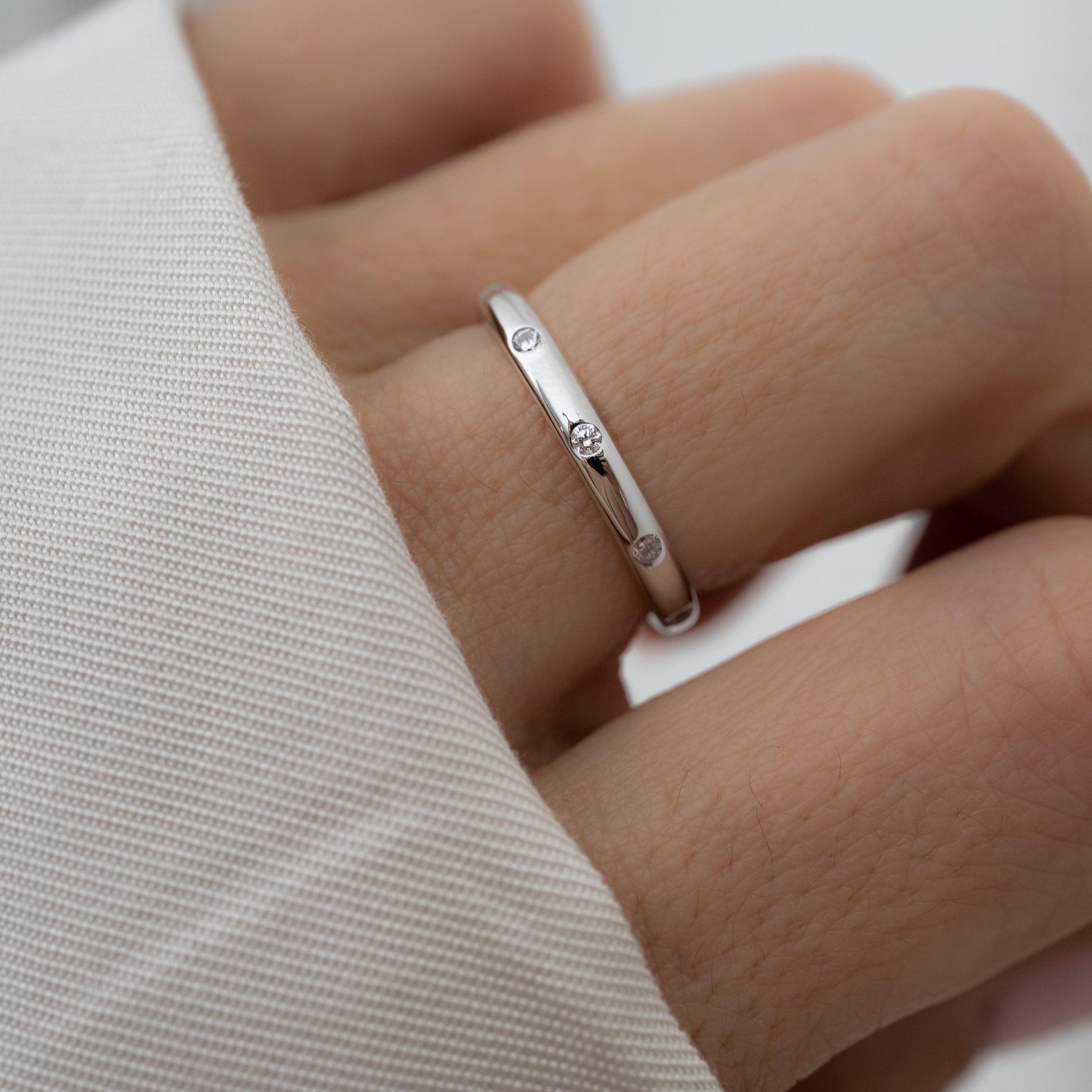 0.10 Carats Moissanite Round Cut Eternity Style Wedding Band