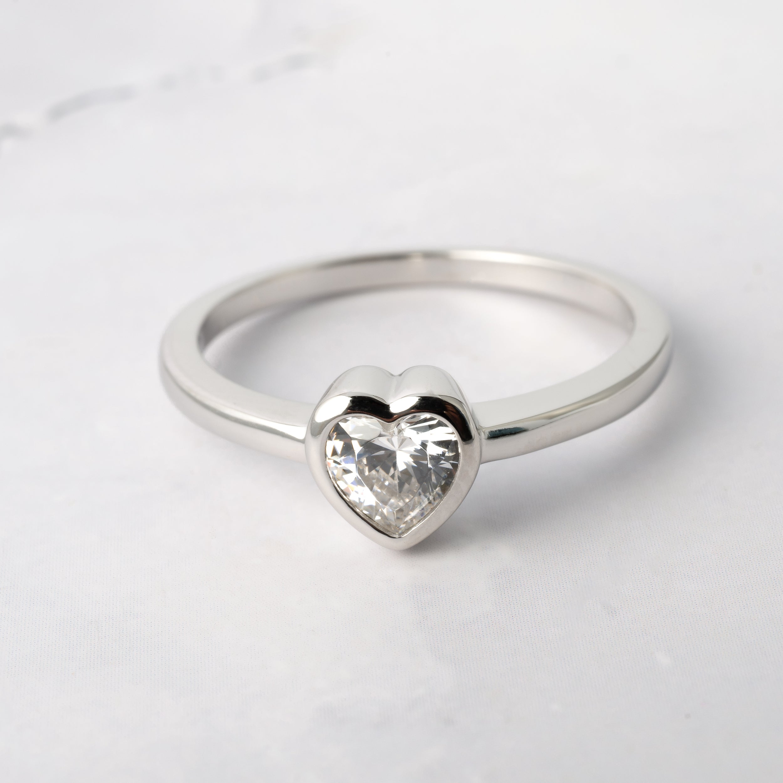 0.15 Carats Moissanite Heart Cut Solitaire Wedding Band