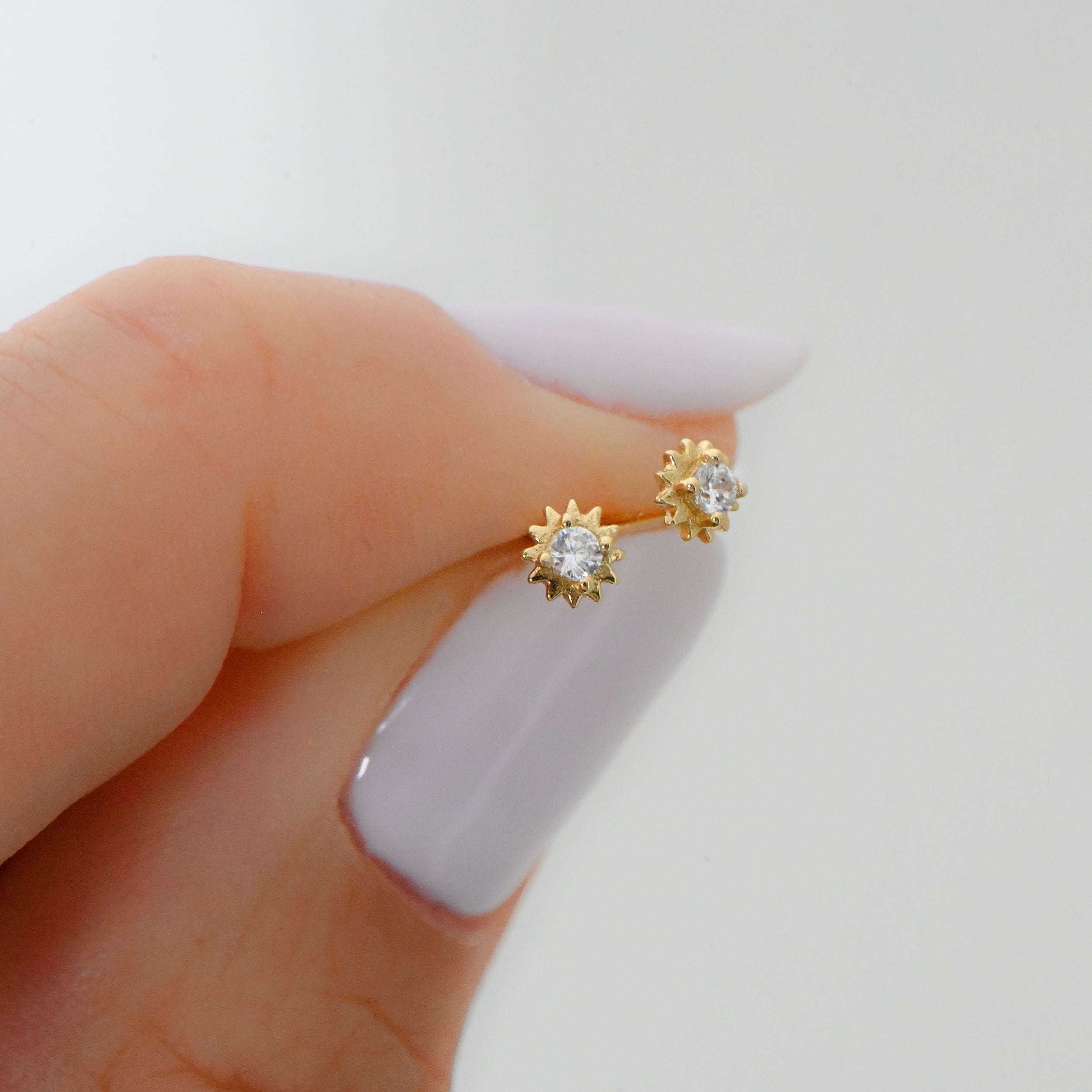 0.40 TCW Round Shape Moissanite Sunburst Stud Earrings