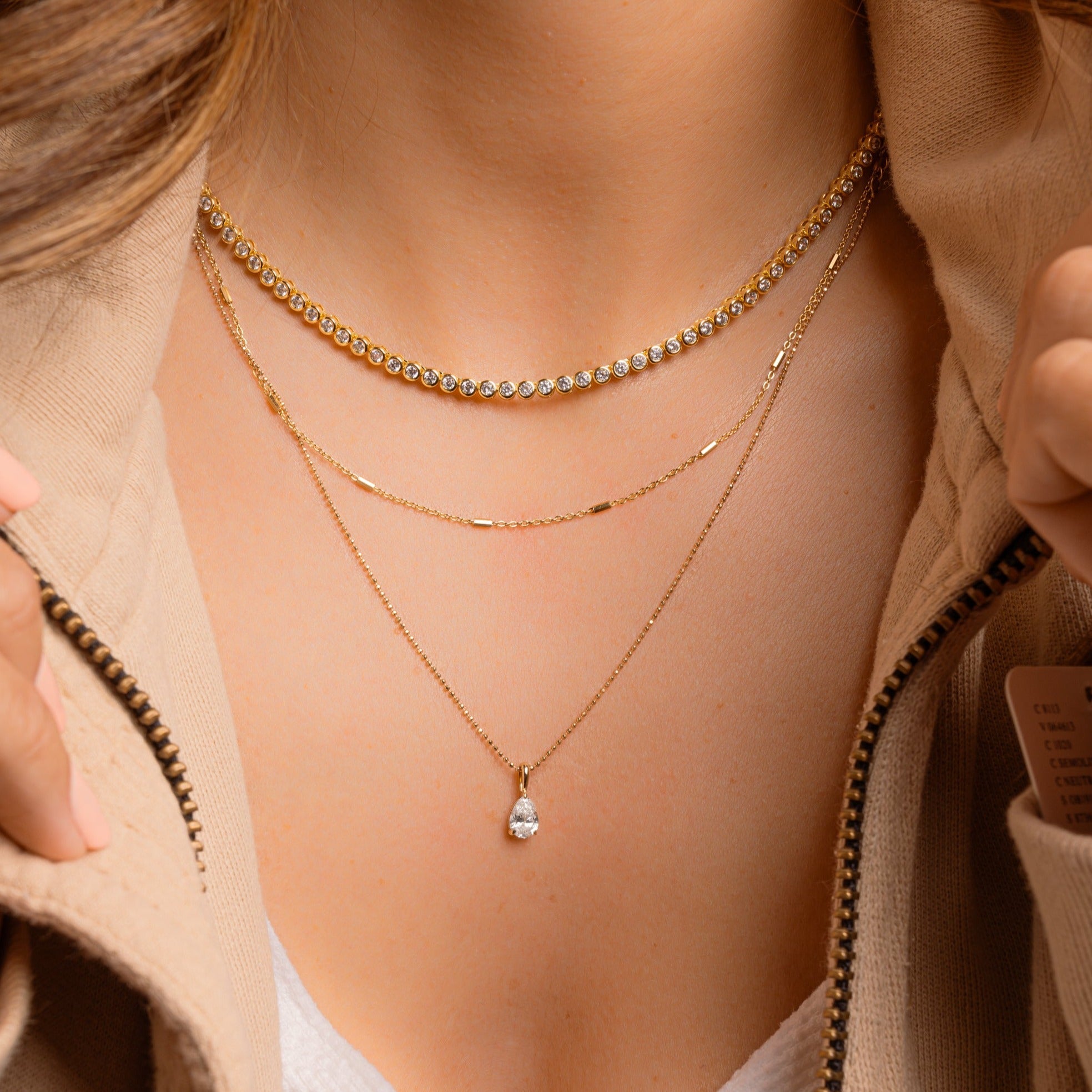 0.25 Carats Pear Shape Moissanite Solitaire Necklace