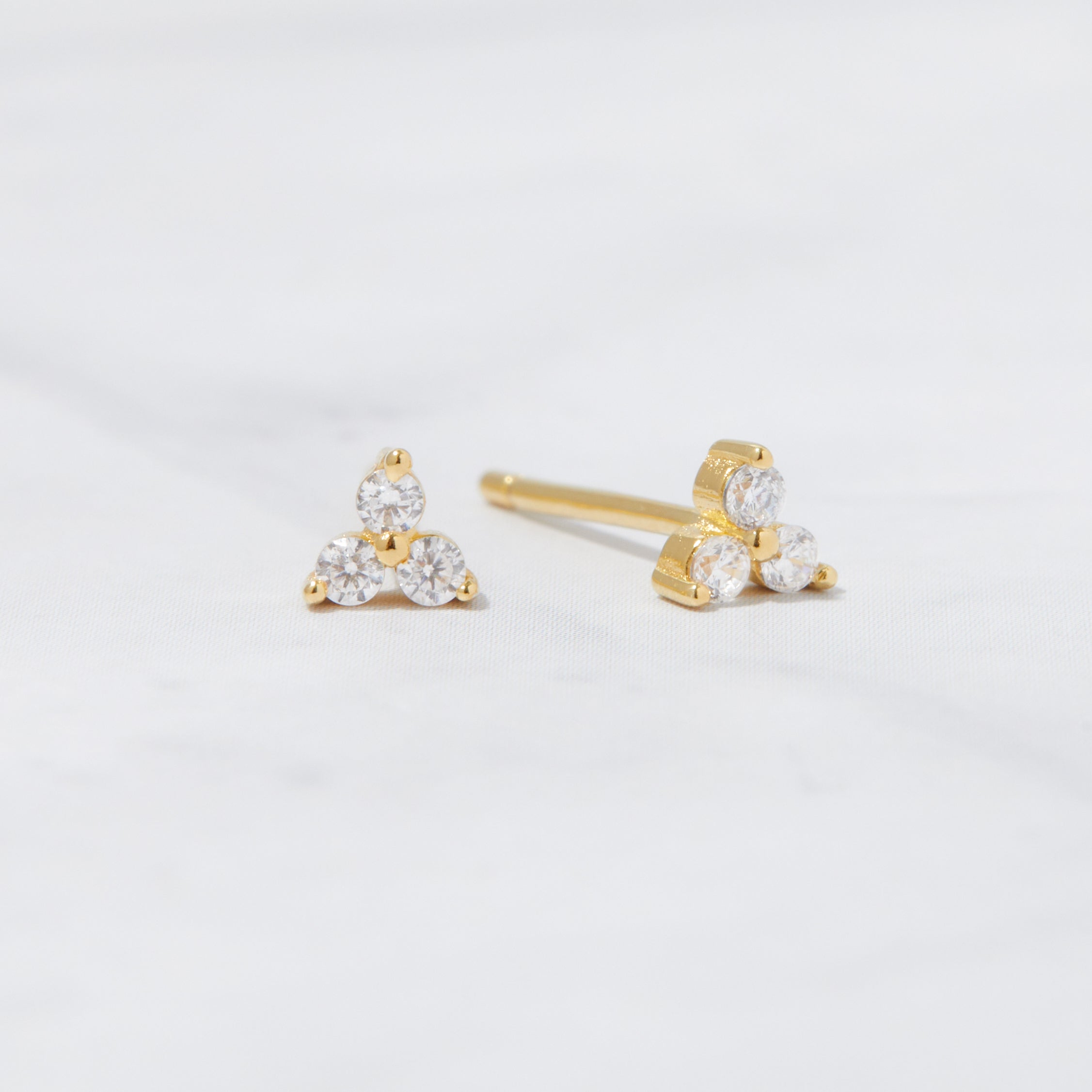 0.60 TCW Round Shape Moissanite Three Stone Studs Earrings