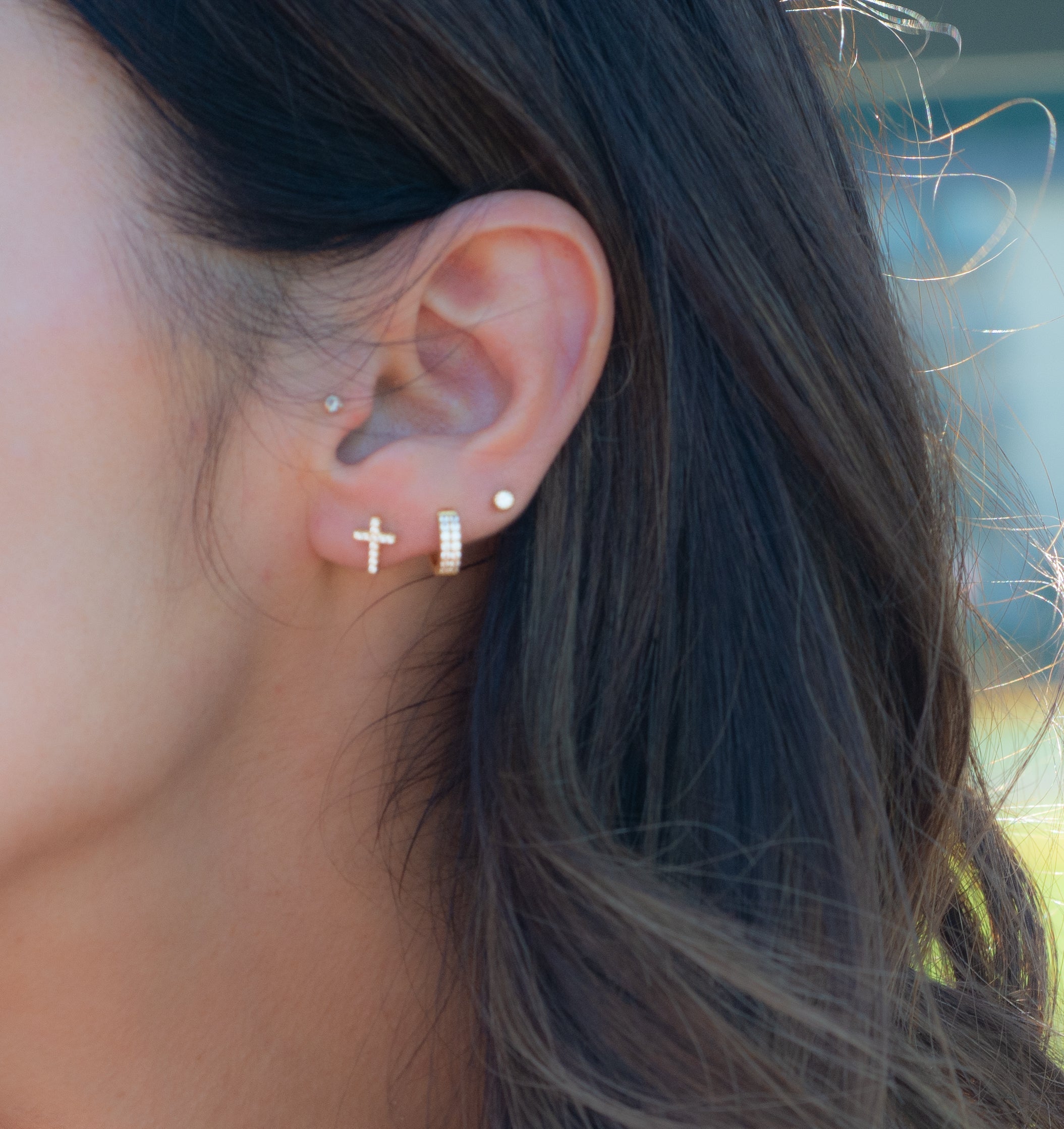 0.20 TCW Round Shape Moissanite Cross Stud Earrings