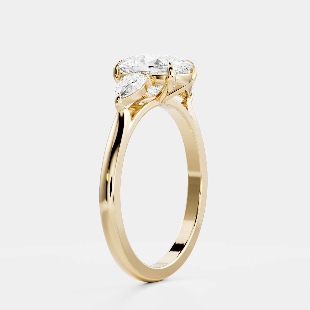 1.20 Carats Elongated Cushion Shape Moissanite Three Stone Engagement Ring