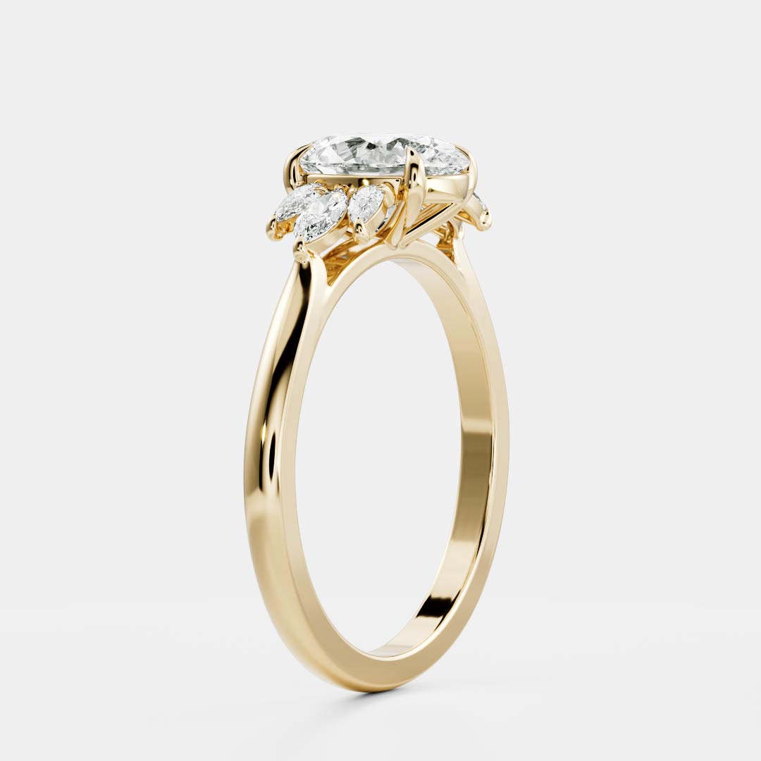 0.90 Carats Oval Shape Moissanite Cluster Engagement Ring